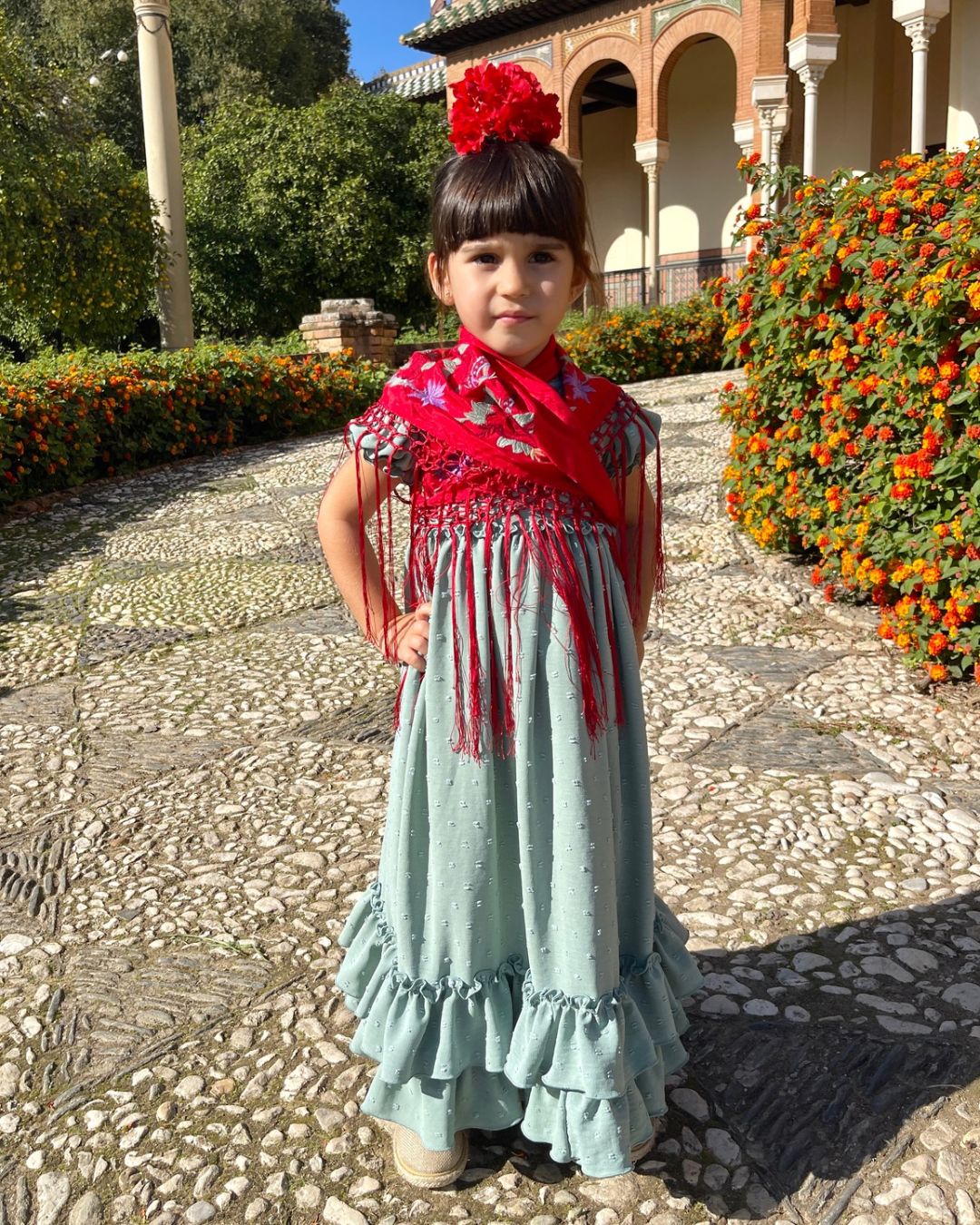 Bata de Flamenca jabonoso plumeti niña
