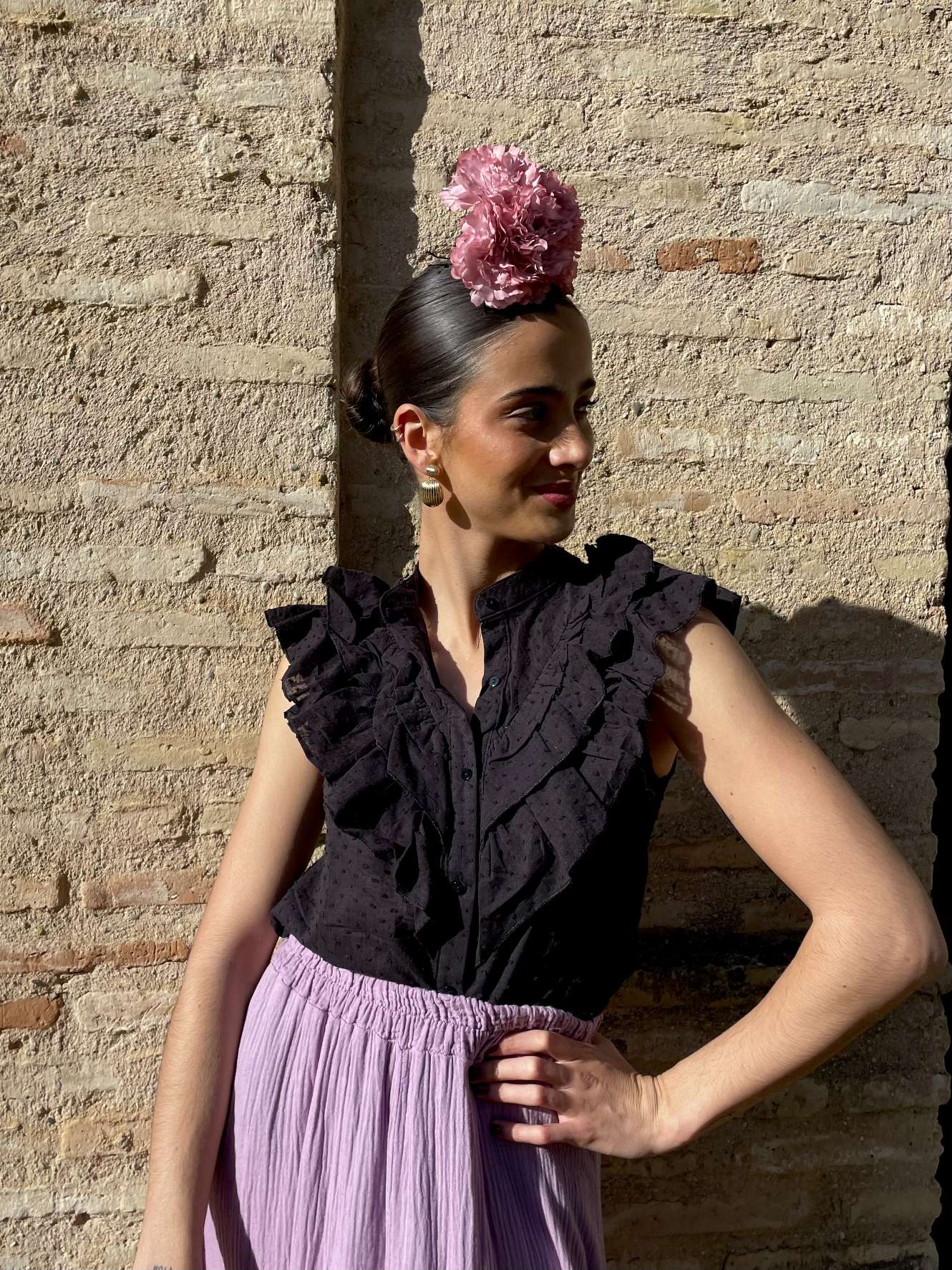 Blusa de Plumeti Negra