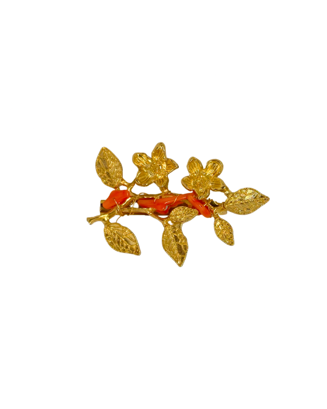 Broche de Flamenca Dorado con Coral