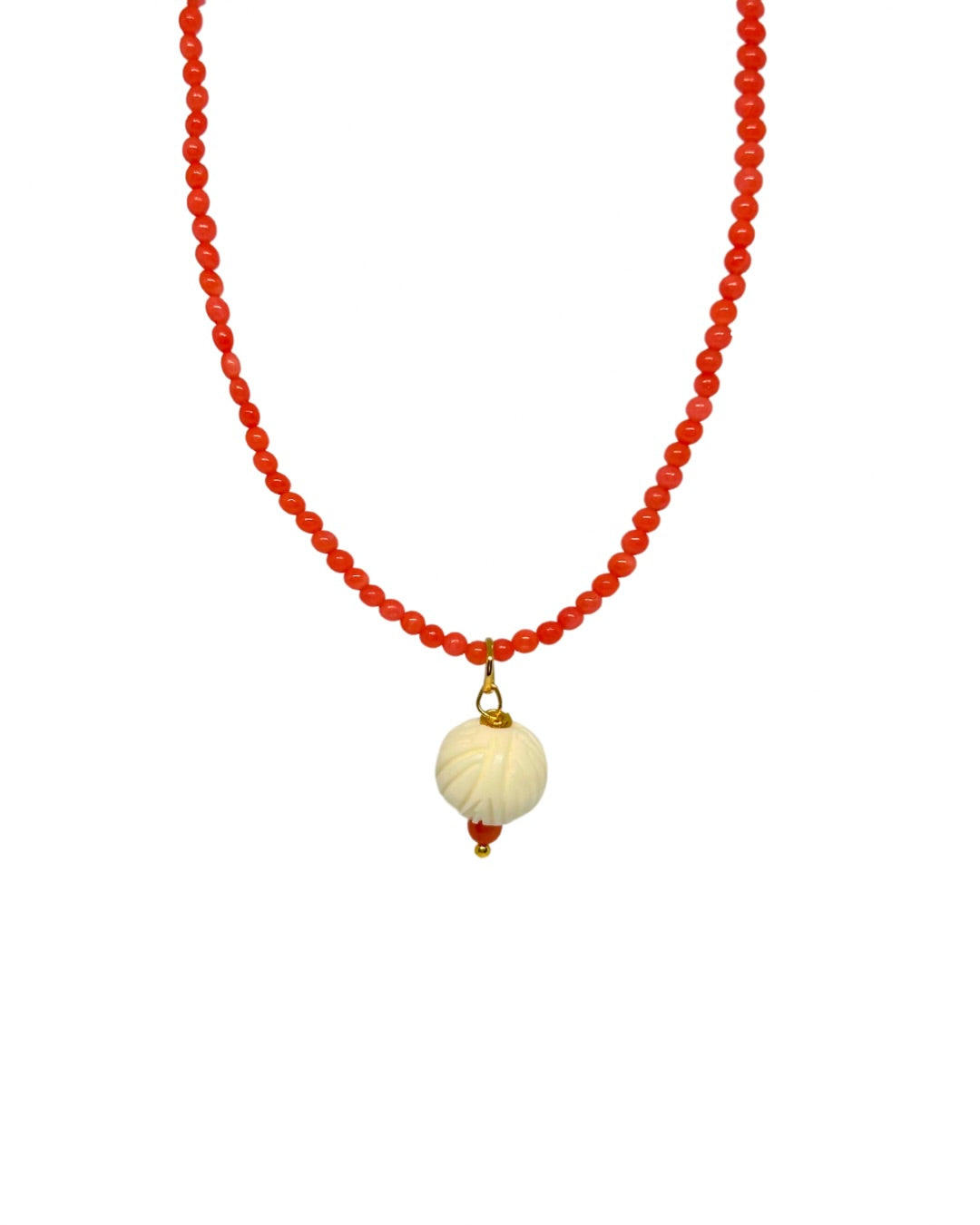 Collar de flamenca de coral rojo y hueso