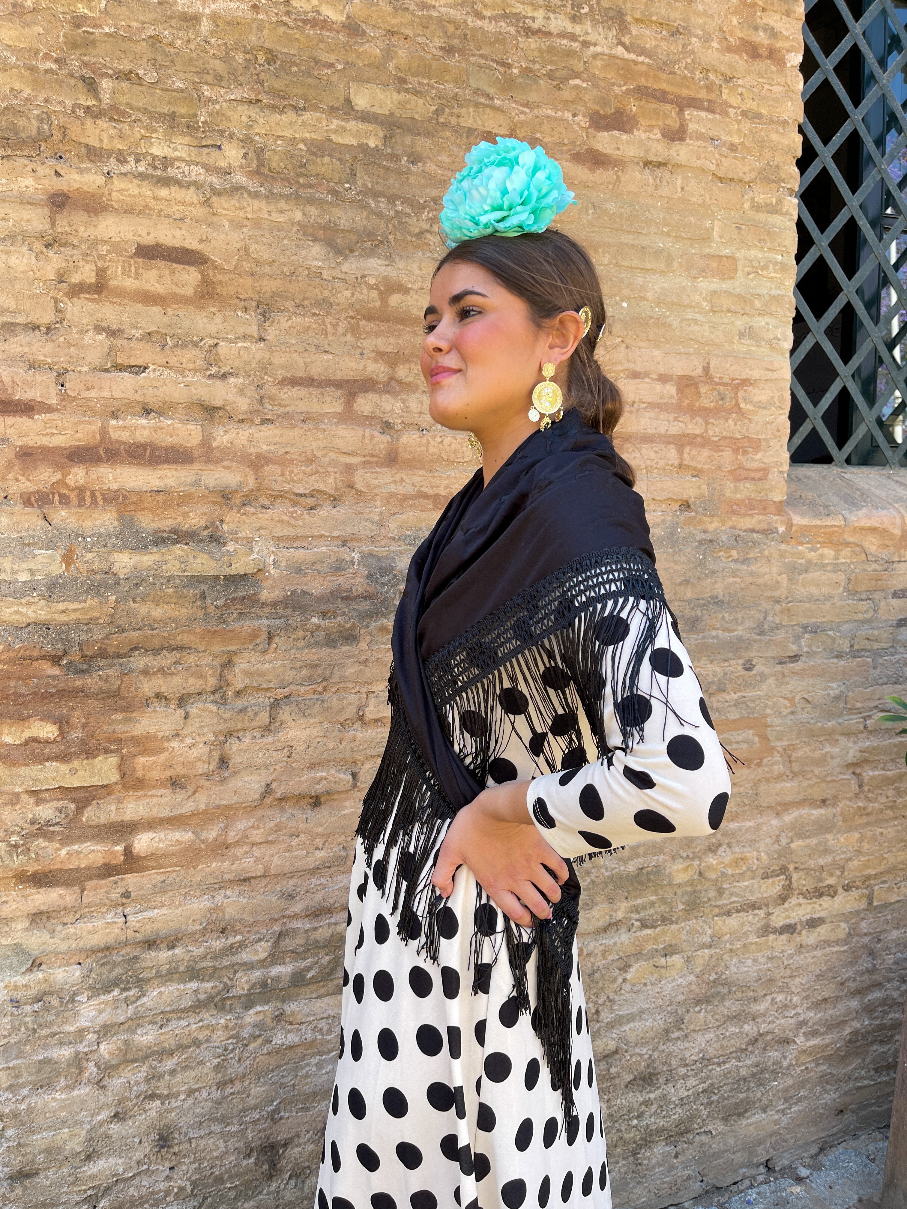 Mantón Bordado Negro Monocolor