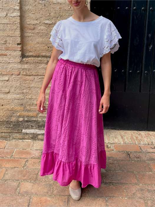 Falda de Romería Perforada Buganvilla