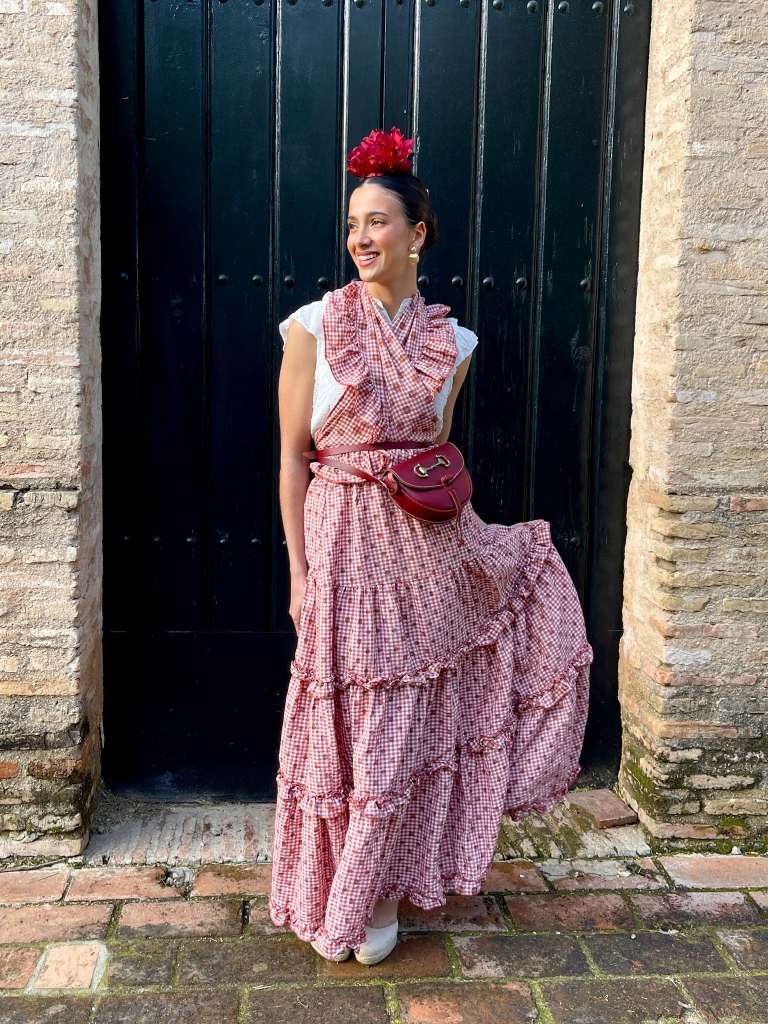 Conjunto de Falda y Piquillo de Romería Vichy con Lunares Caldera