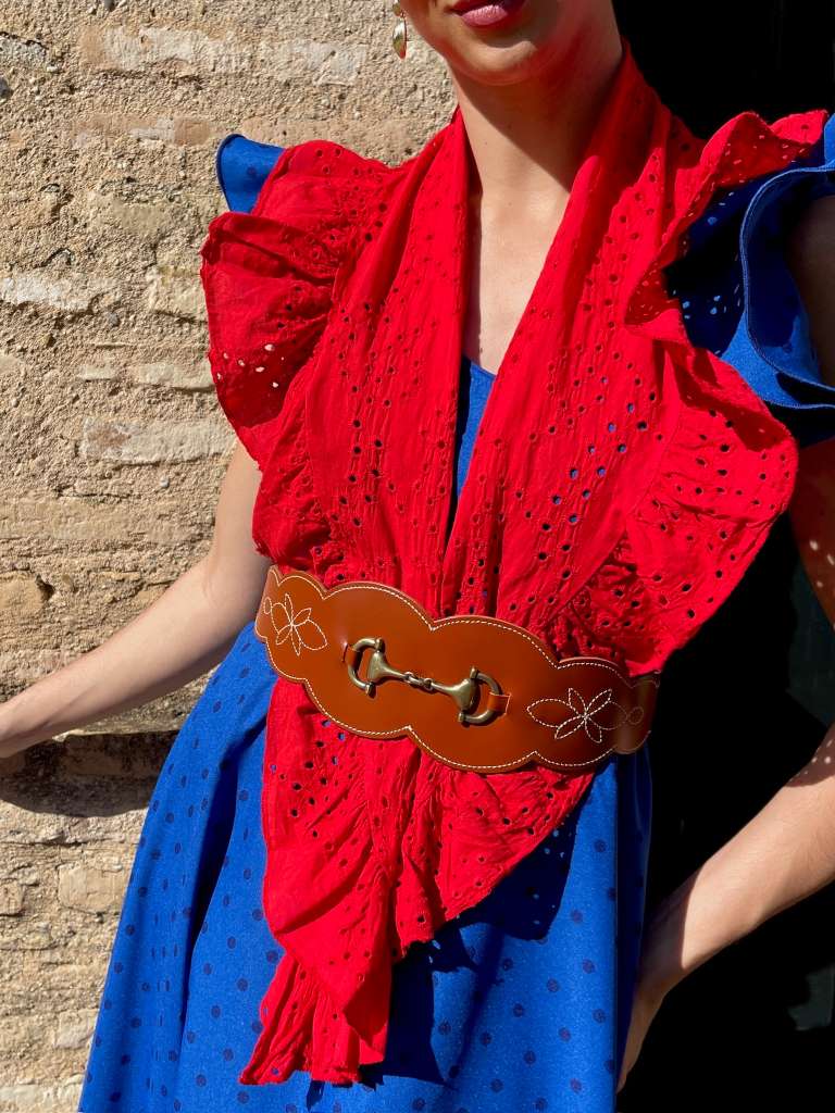 Fajín Rociero Herraje de Cuero Claro