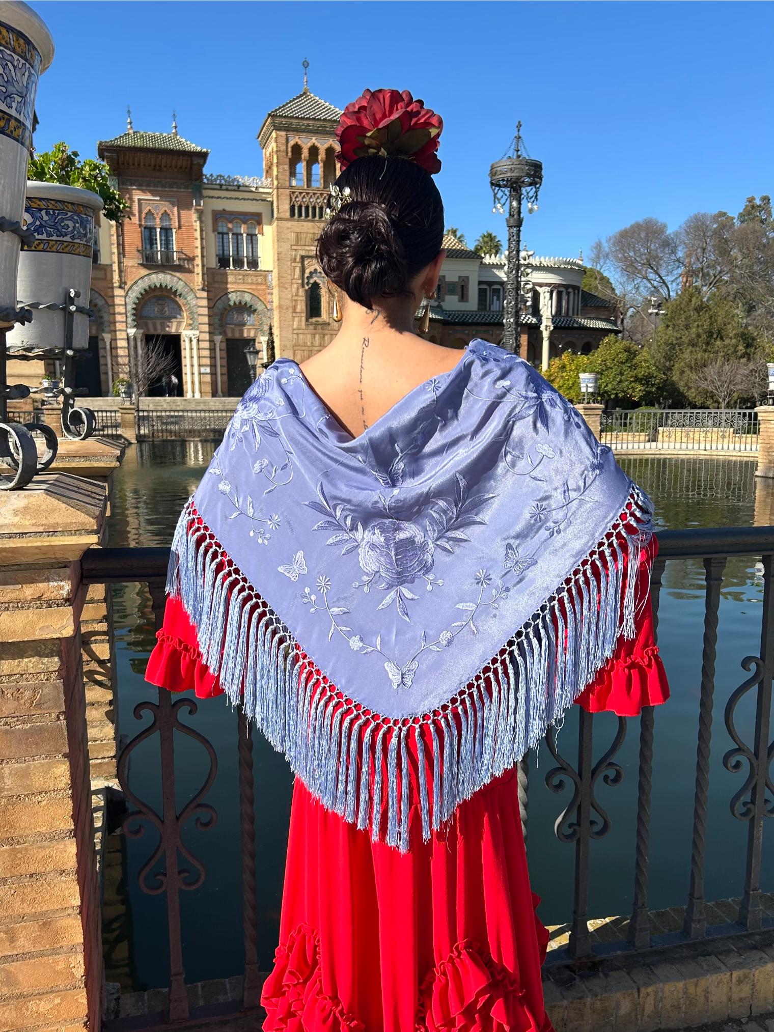 Mantoncillo de flamenca 'Koralti' Azul Ducado Monocolor