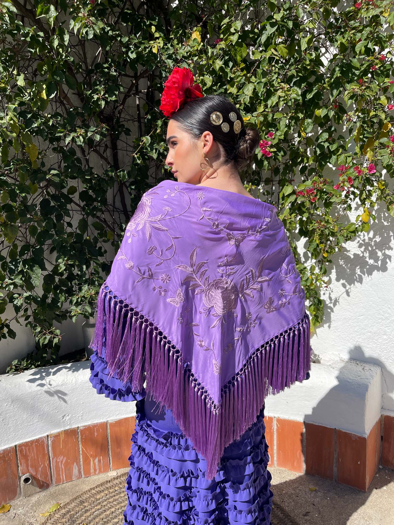 Mantoncillo de flamenca 'Koralti' Lila Monocolor