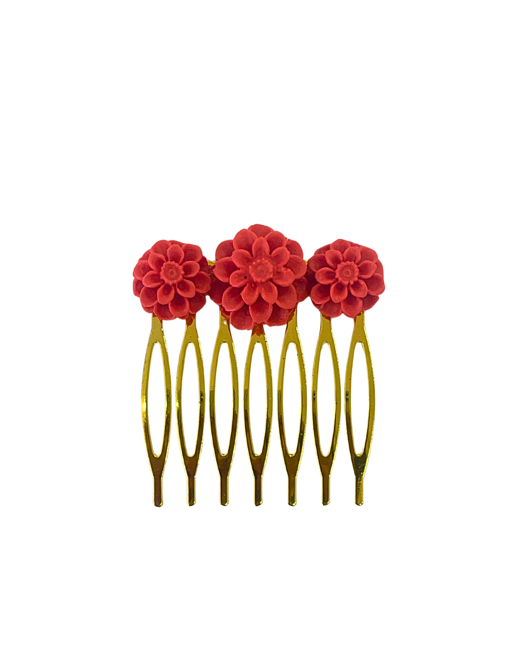Peinecillo de flamenca tres flores de acetato coral