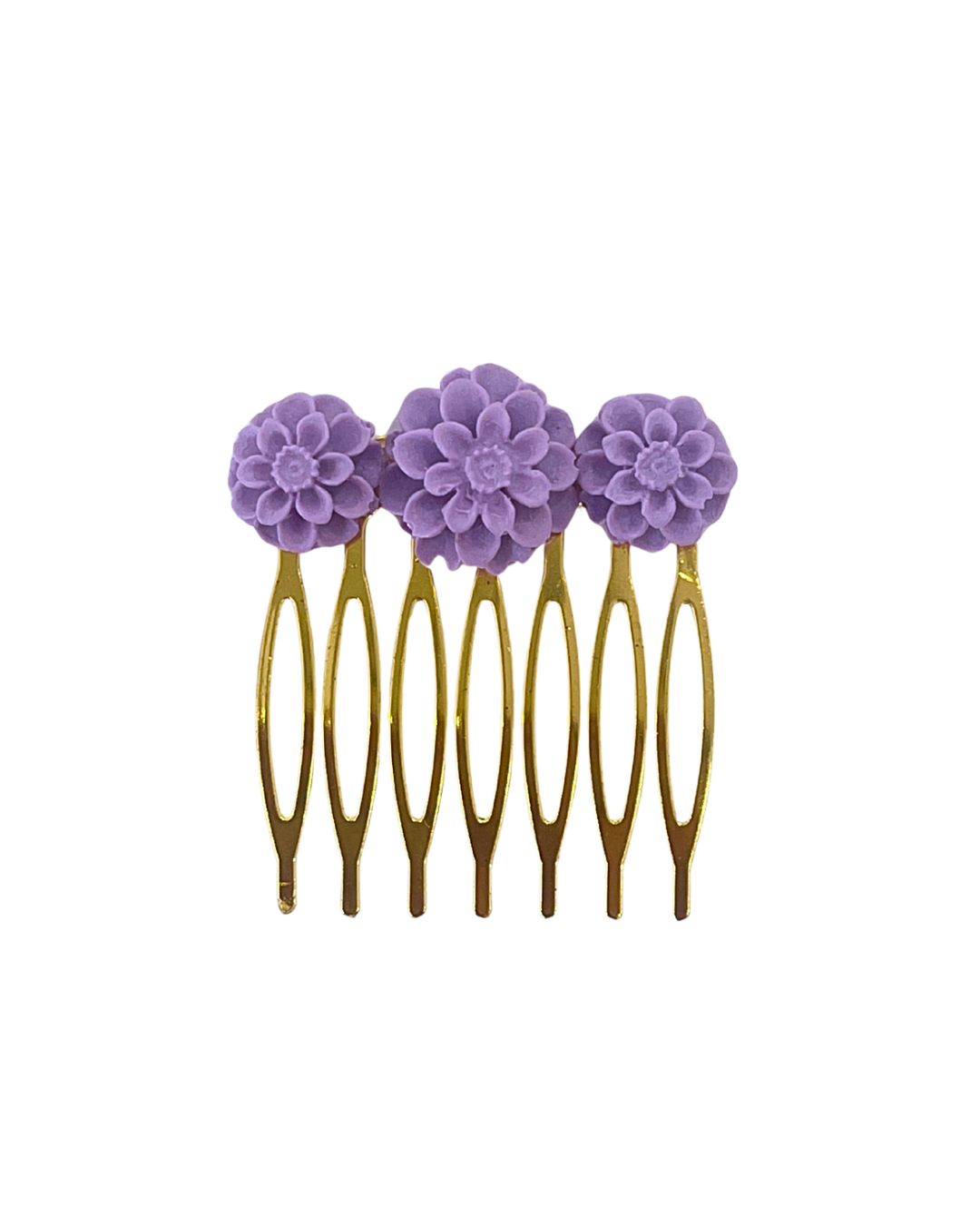 Peinecillo de flamenca tres flores de acetato malva