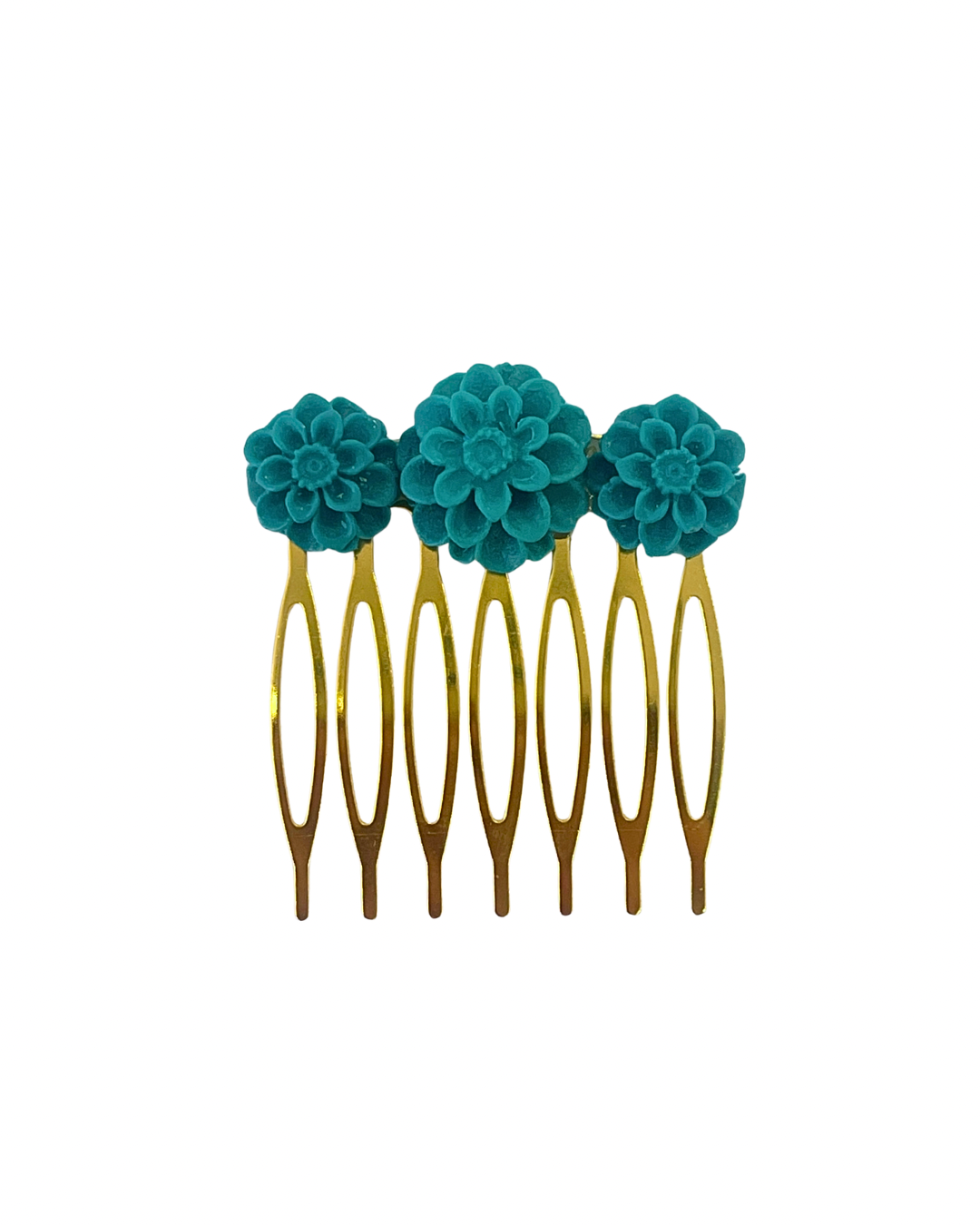 Peinecillo de flamenca tres flores de acetato verde esmeralda