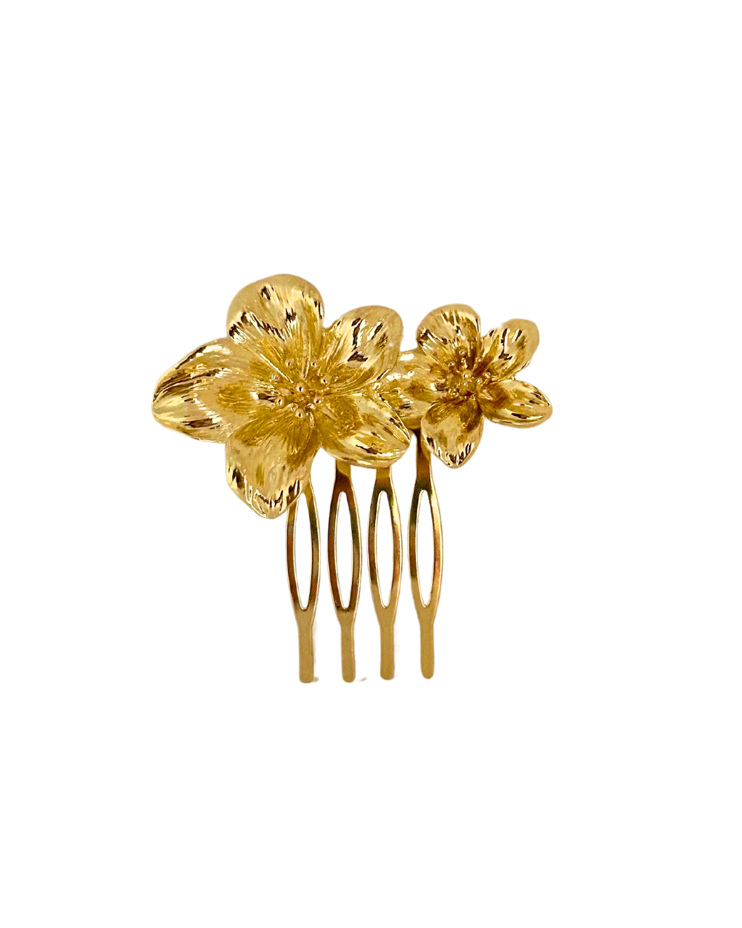 Peinecillo dorado de flamenca con diseño de flores