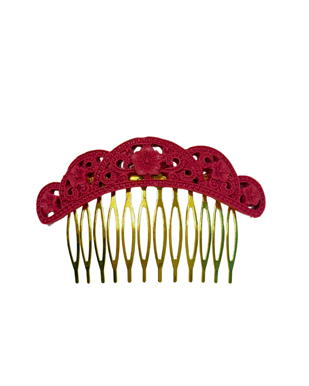 Peinecillo flamenca de acetato troquelado burdeos