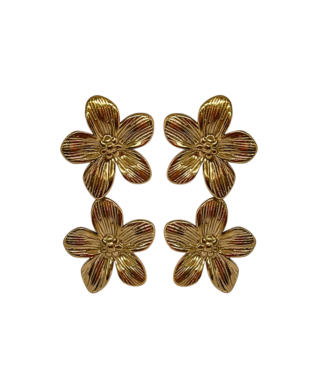 Pendiente flores dorados