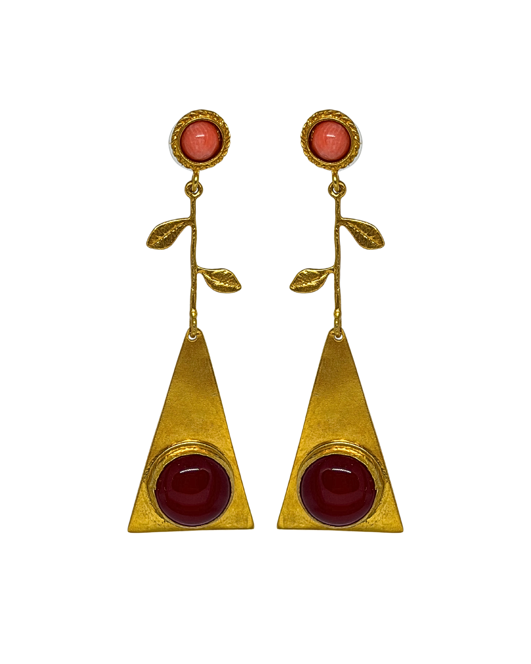 Pendiente Joya Pirámide Ágata Buganvilla y Corales