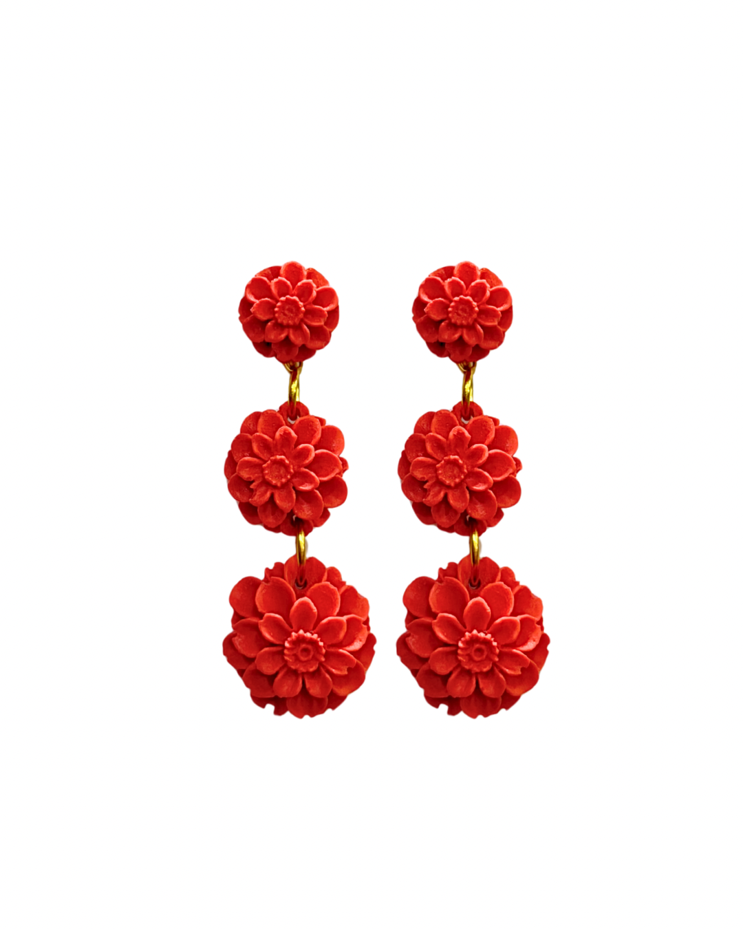 Pendientes de flamenca acetato flores coral