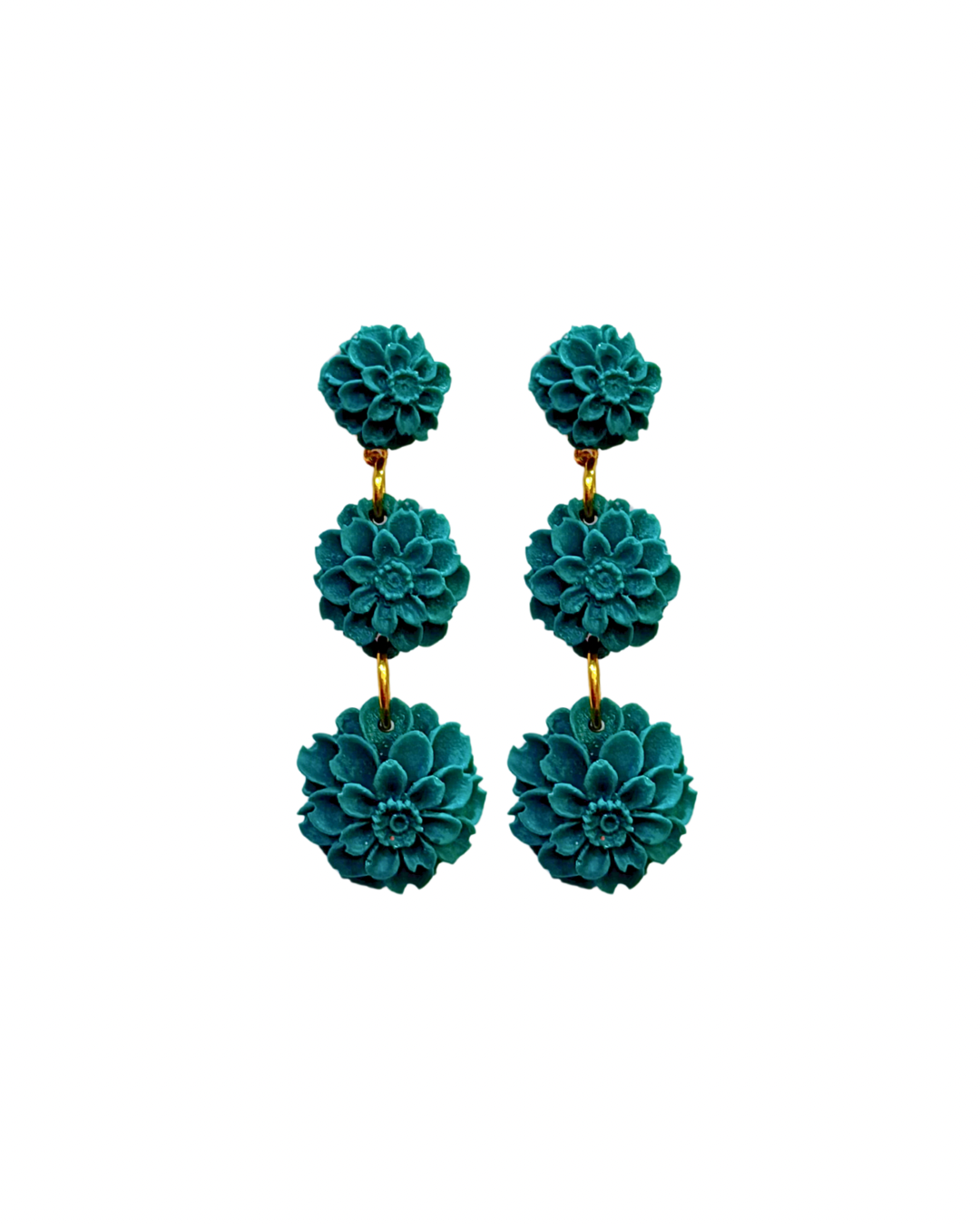 Pendientes de flamenca acetato flores verde esmeralda