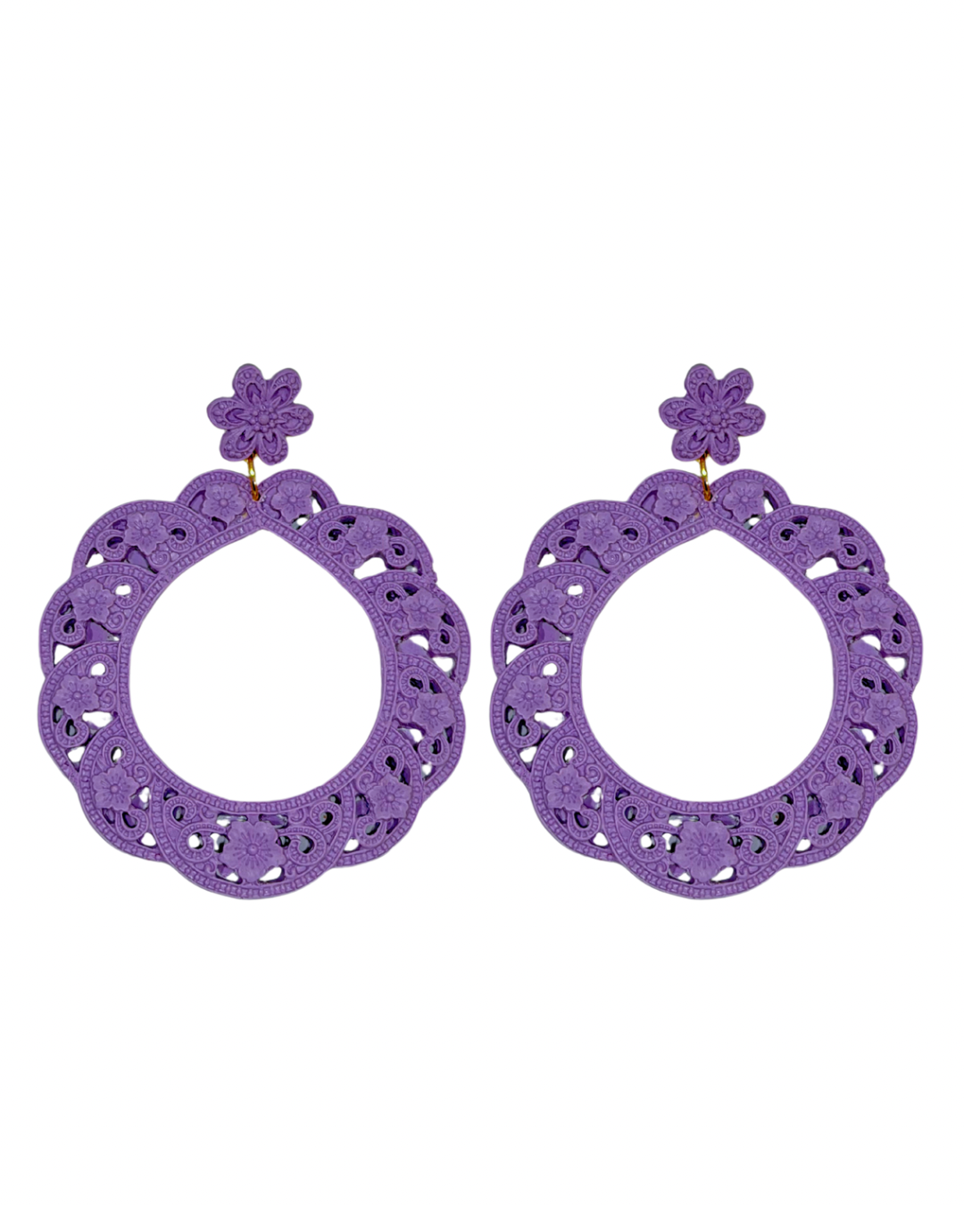 Pendientes de flamenca aros acetato Malva