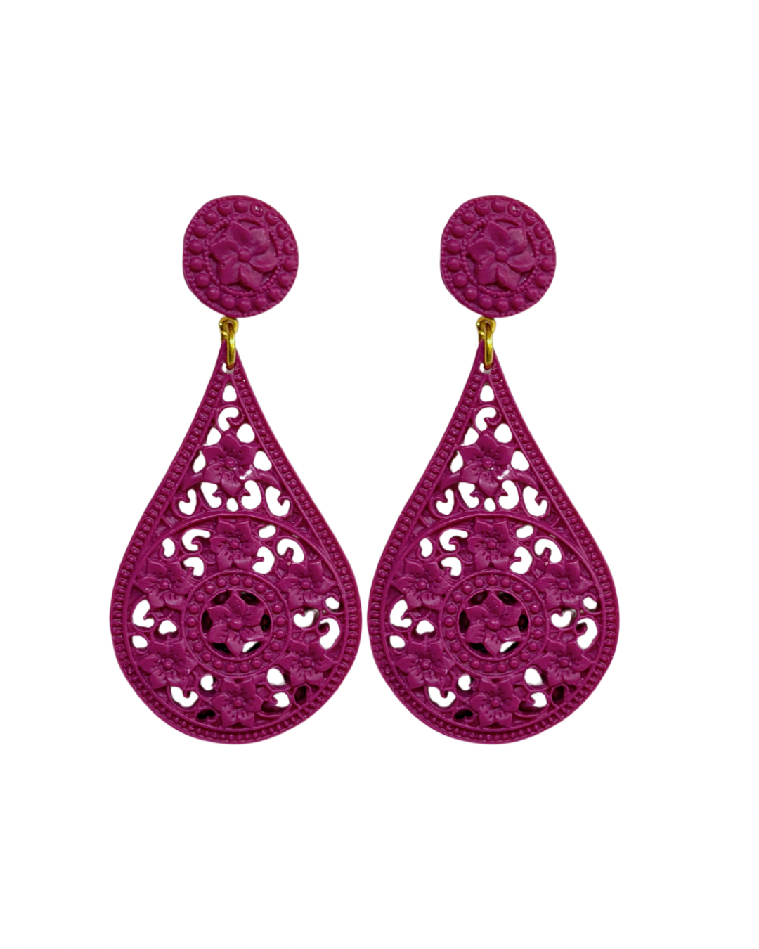 Pendientes de flamenca lagrima acetato buganvilla
