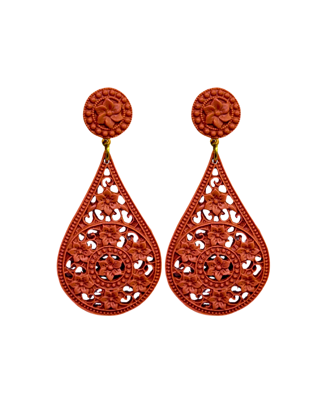 Pendientes de flamenca lagrima acetato coral