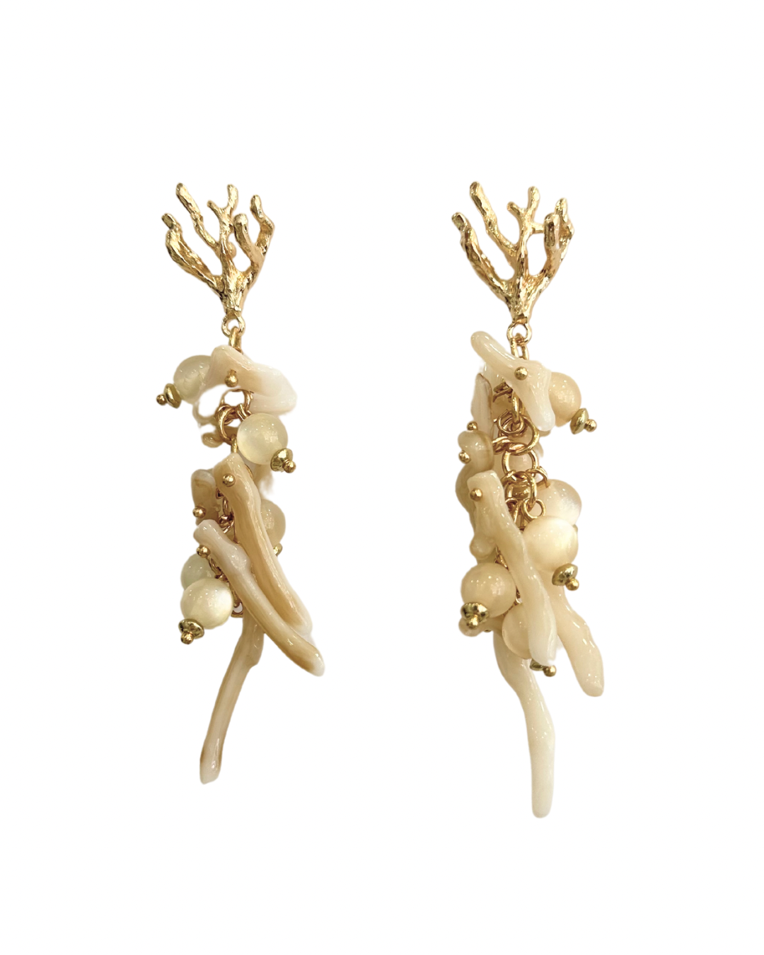 Pendientes de Flamenca Corales Blancos en cascada