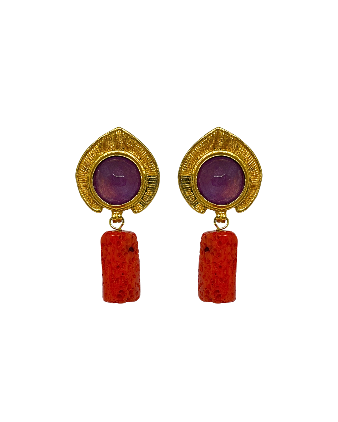 Pendientes Arco Amatista y Coral