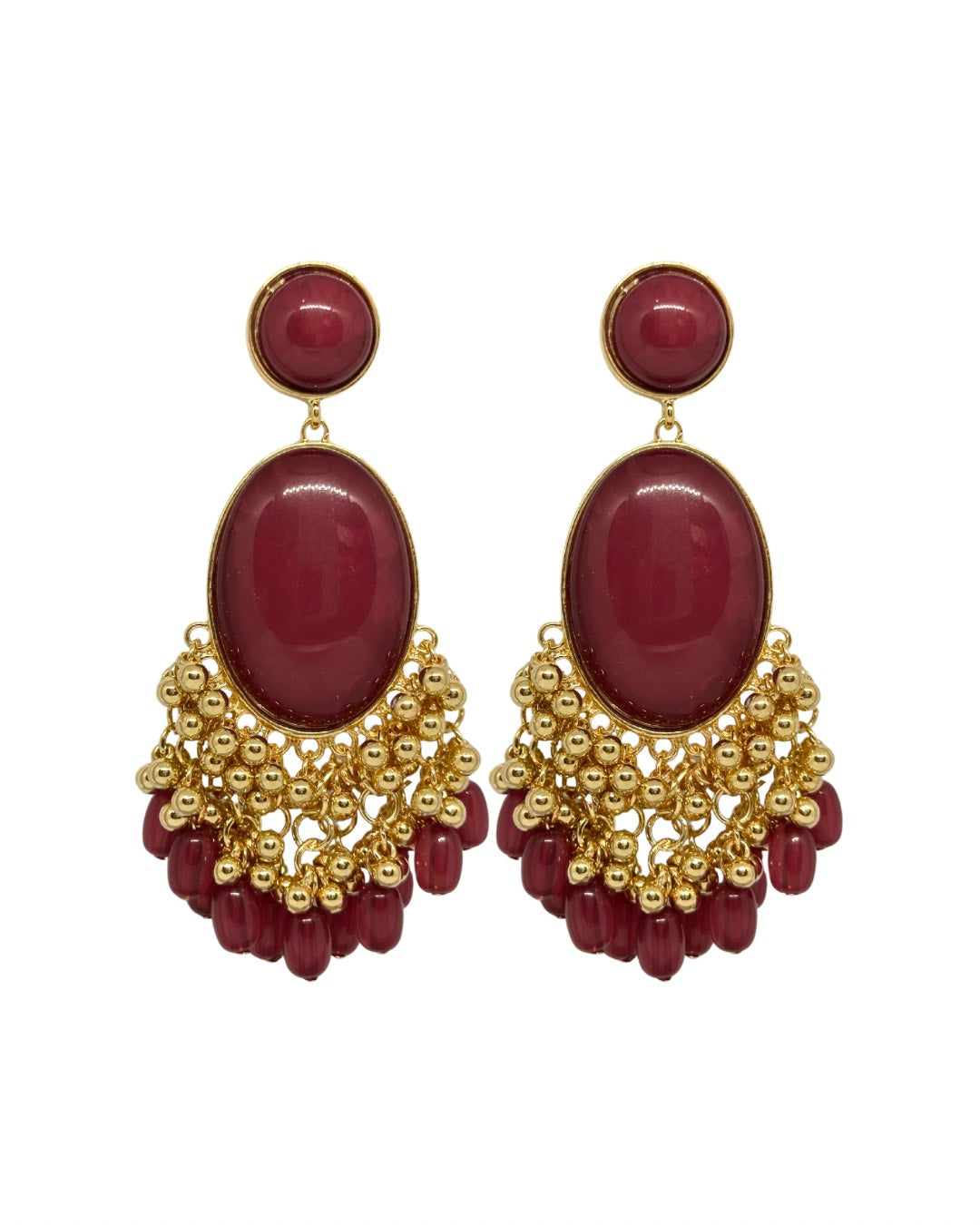 Pendientes de Flamenca Medallón Dorado Y Buganvilla