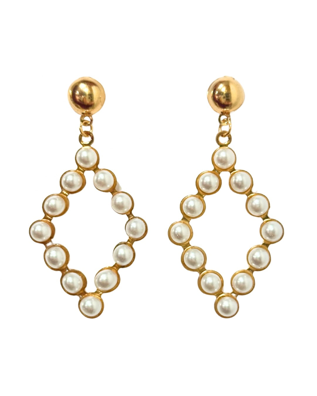 Pendientes de Flamenca dorados Rombos perlas