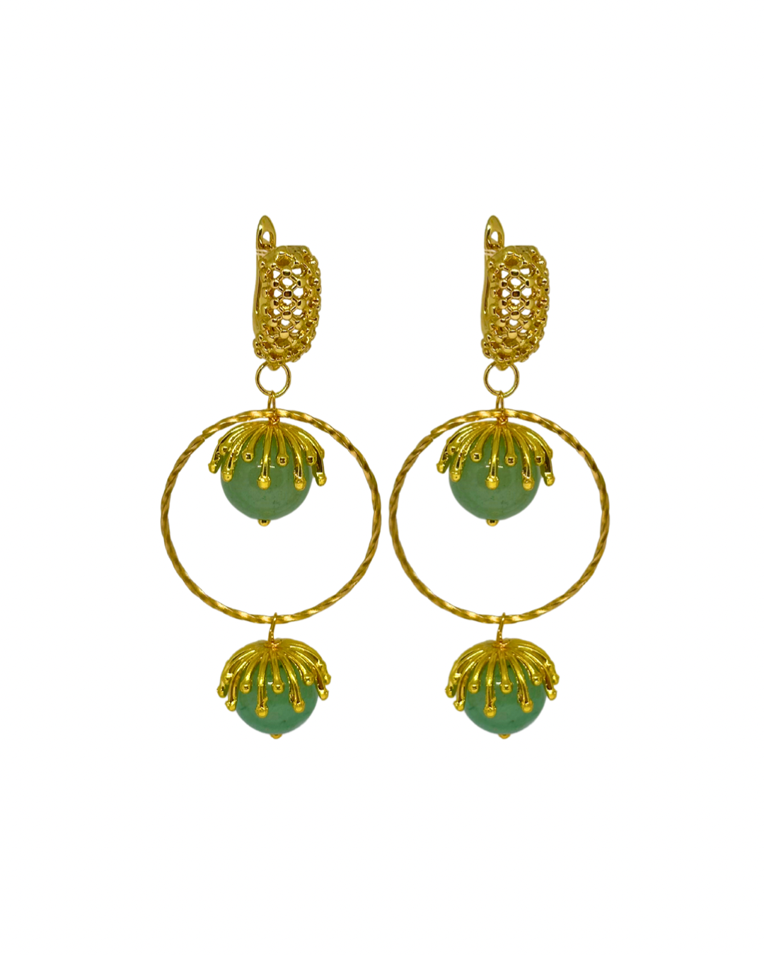 Pendientes de flamenca aro piedras naturales