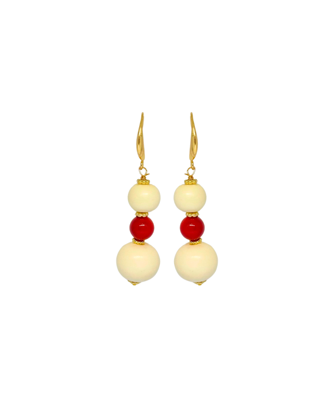Pendientes de flamenca hueso y coral rojo