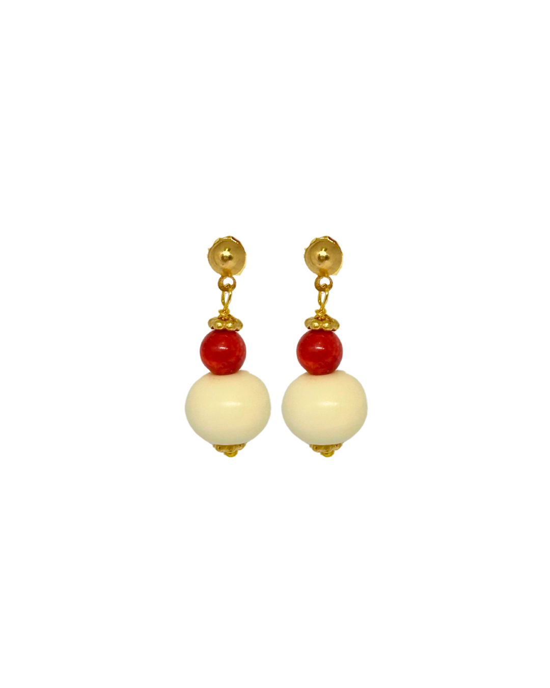 Pendientes de flamenca niña de hueso y coral rojo
