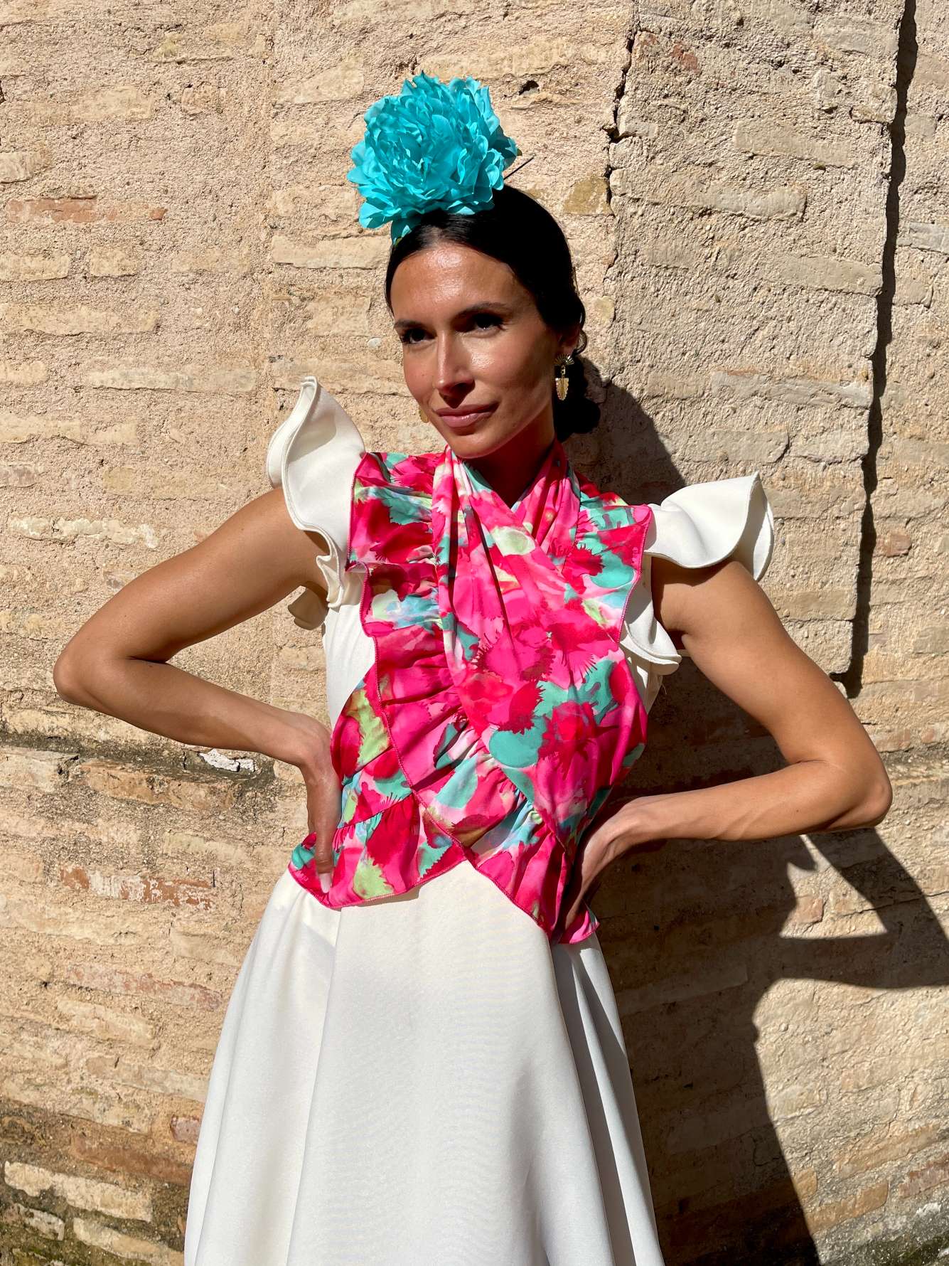 Peonia de flamenca color agua marina