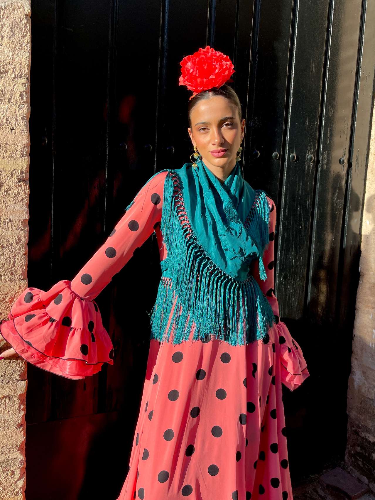 Peonia de flamenca color coral