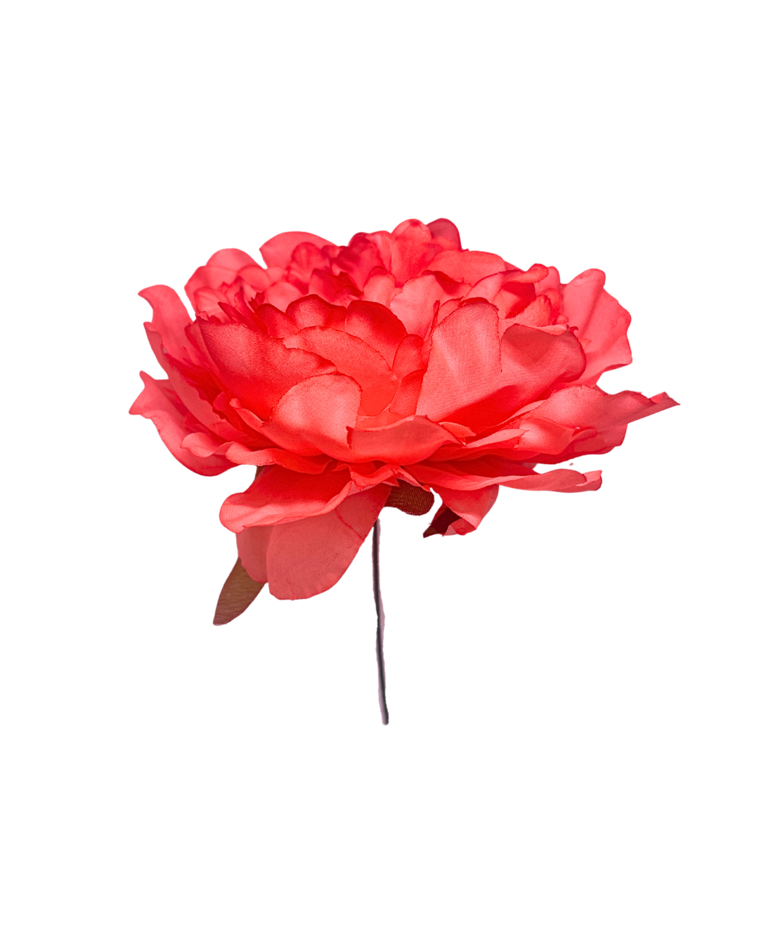 Peonia de flamenca color coral detalles