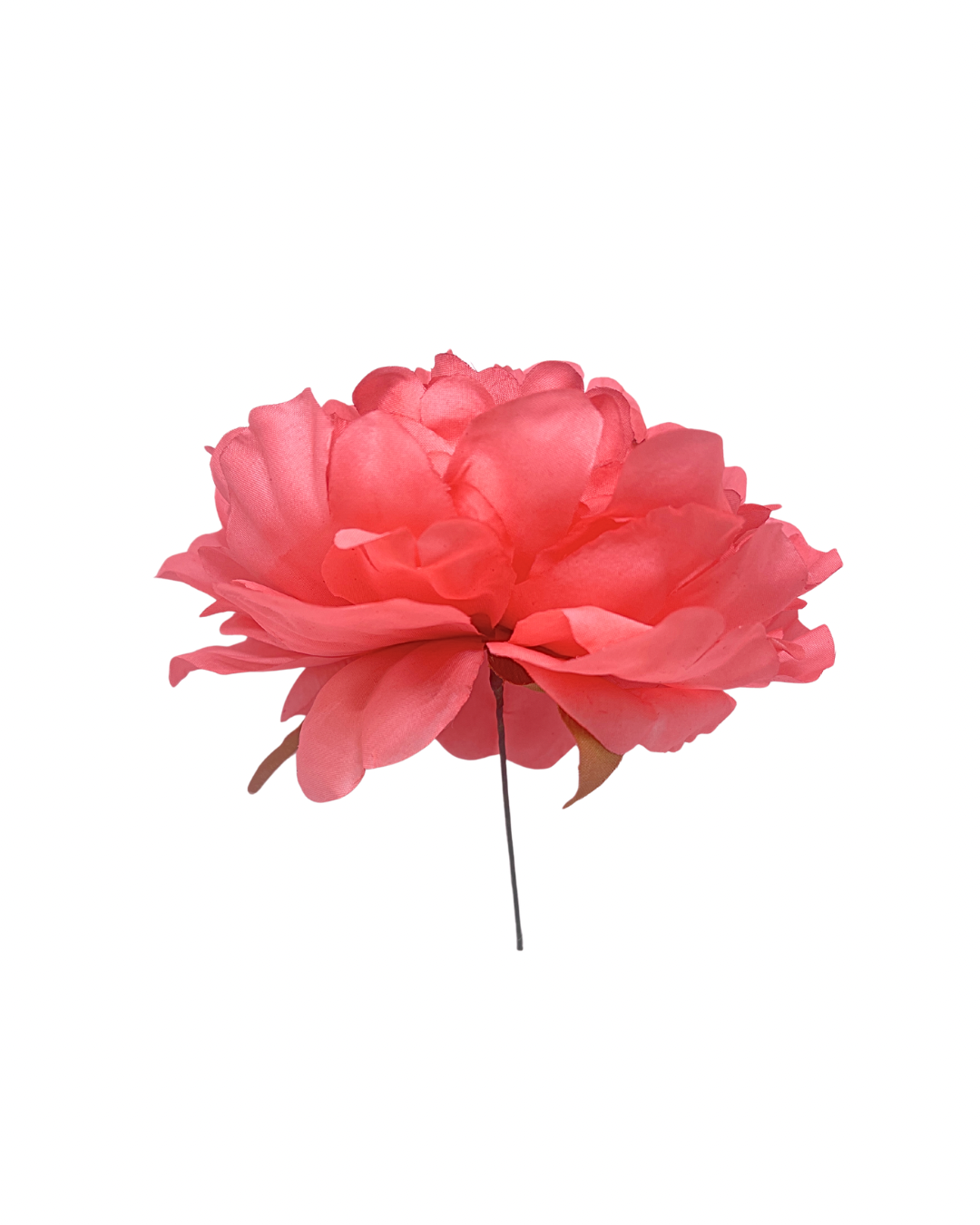 Peonia de flamenca color coral empolvado detalles