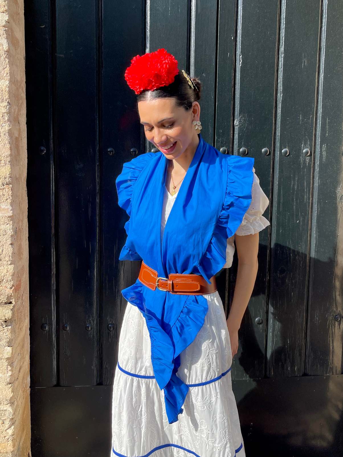 Ramillete de flamenca de color rojo