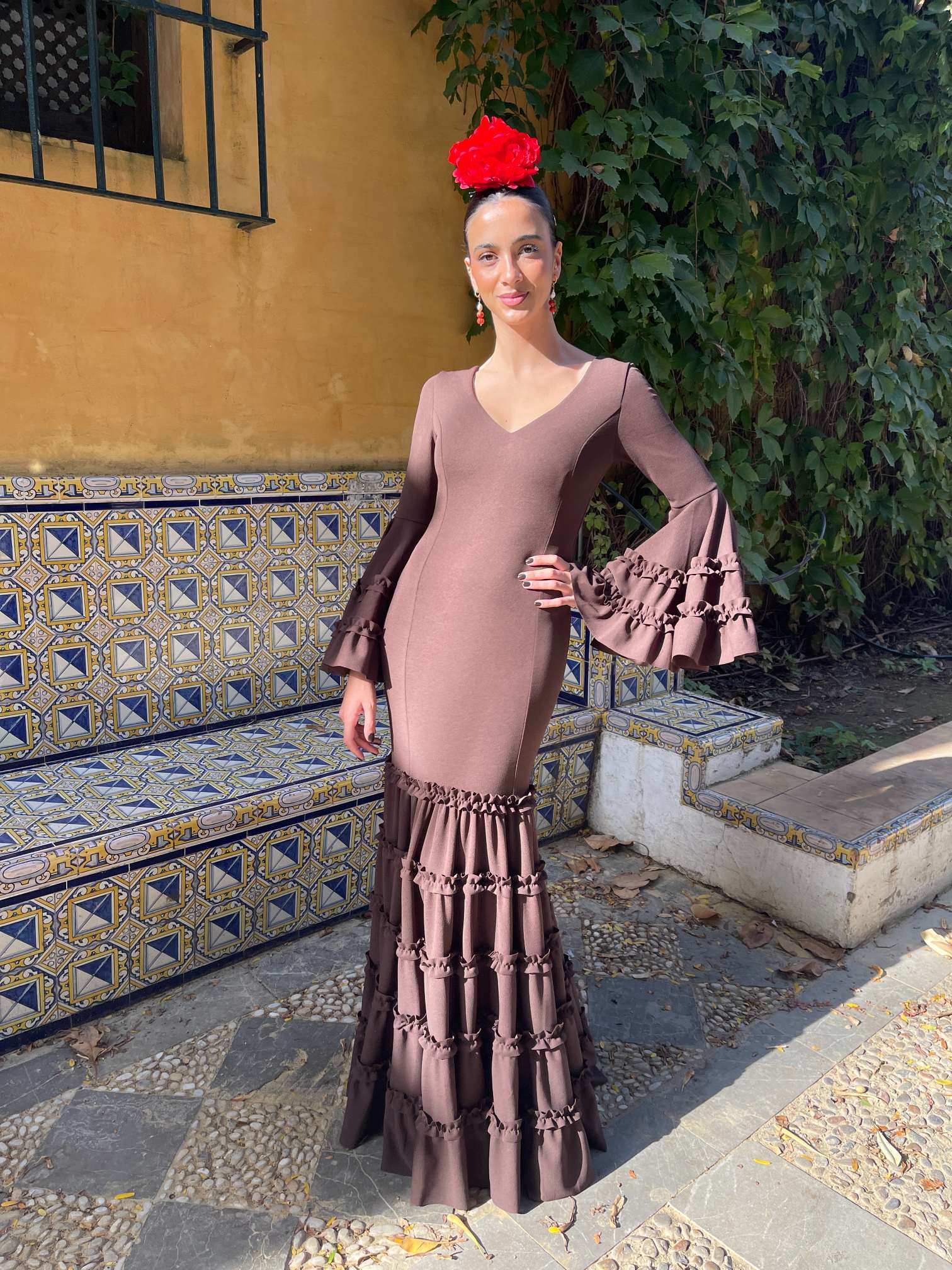 Traje de flamenca canastero low cost chocolate