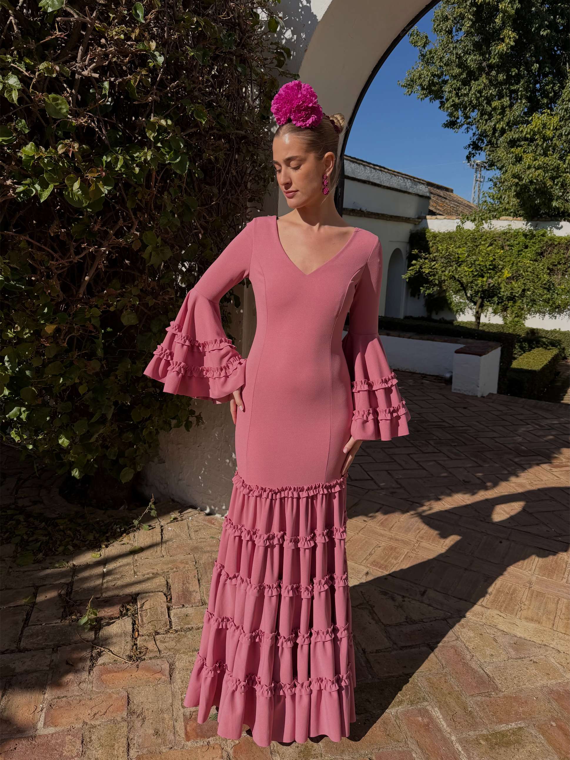 Traje de flamenca canastero maquillaje