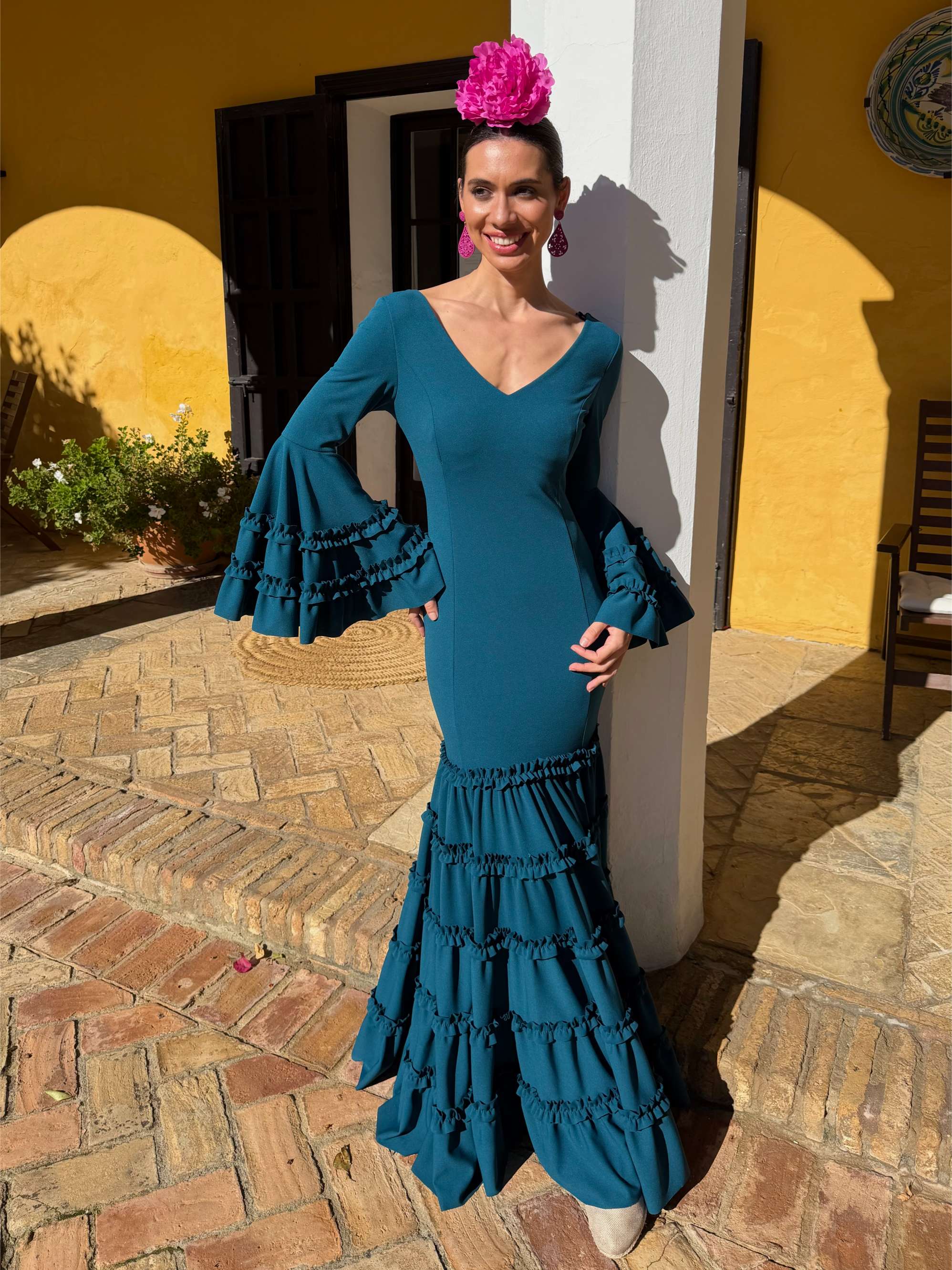 Traje de flamenca económico petróleo