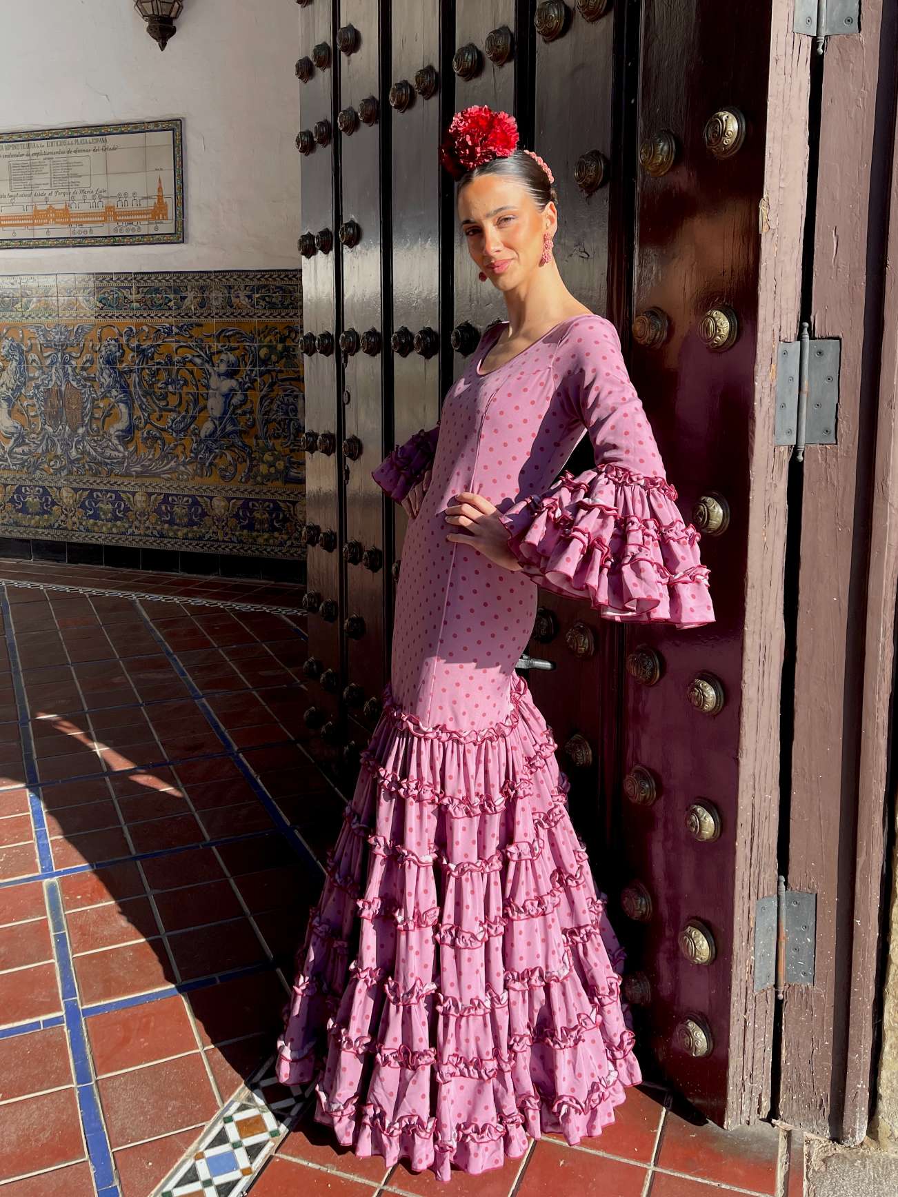 Traje de Flamenca Canastero Maquillaje Adorno Garrucha Lunares
