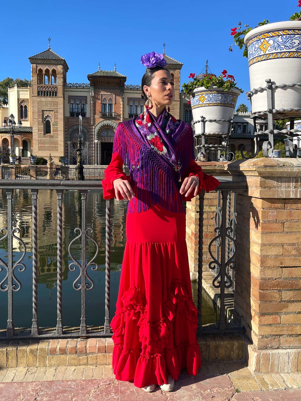 Traje de Flamenca Tendencia Falda Picos Rojo Pasión
