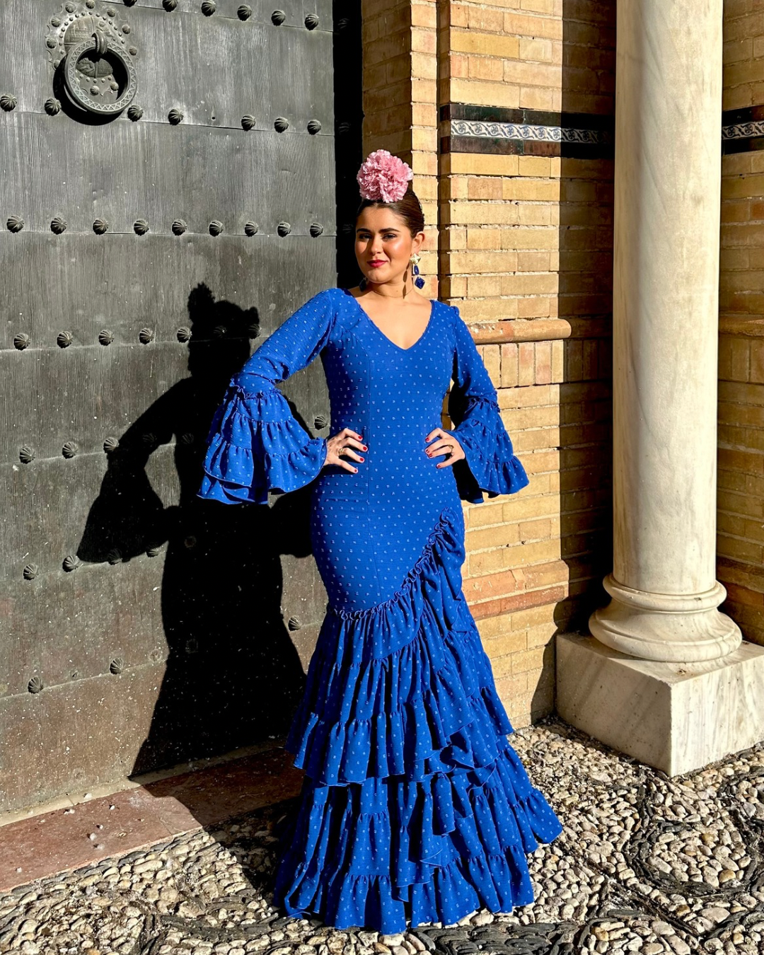 Traje de Flamenca Mujer Plumeti Azul Eléctrico – koralti