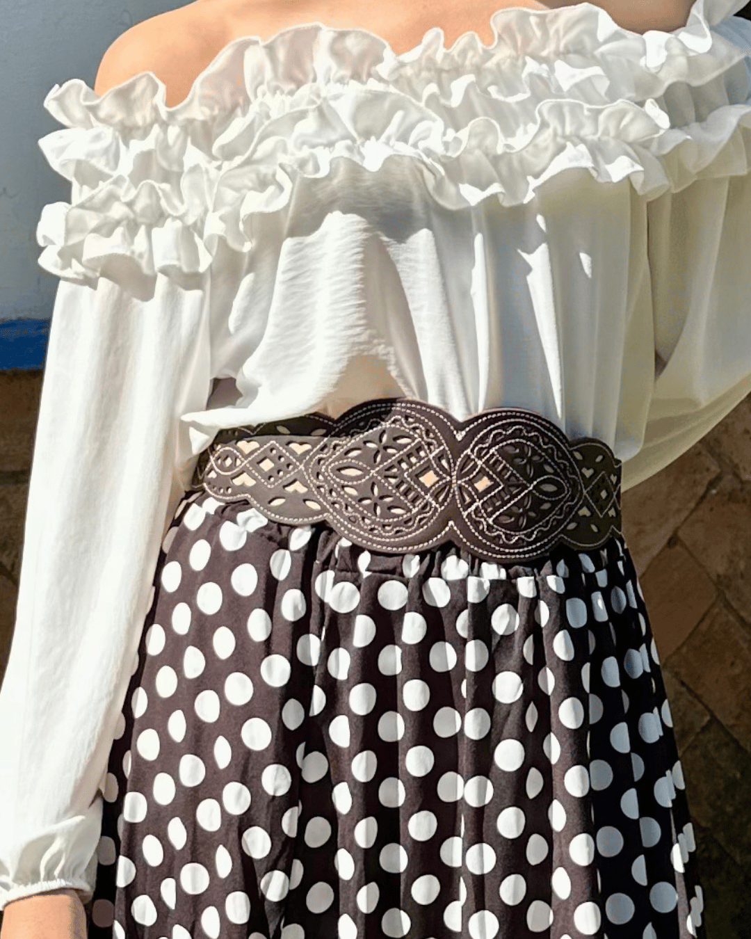 Fajín Rociero Cuero Oscuro