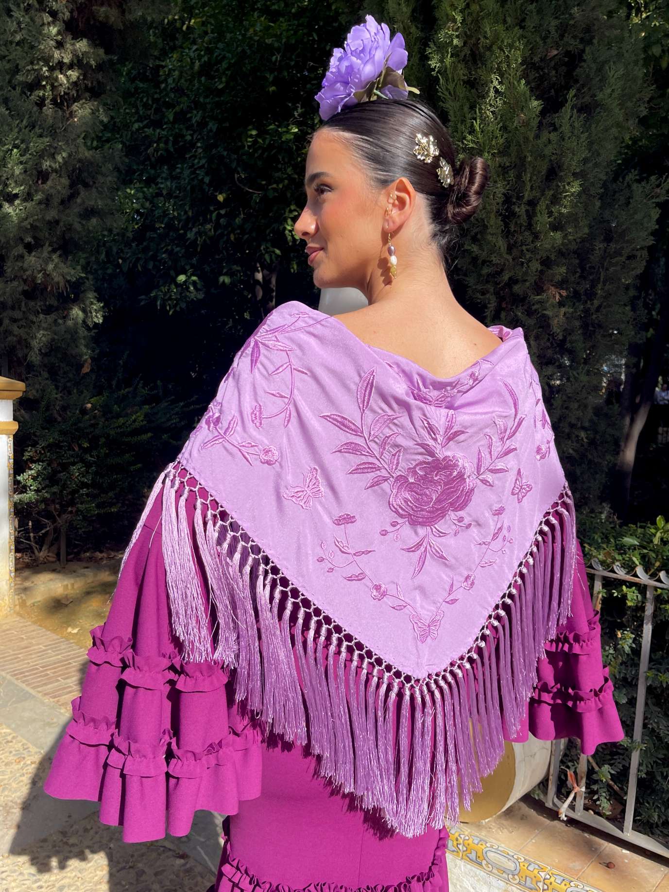 mantoncillo de flamenca malva monocolor
