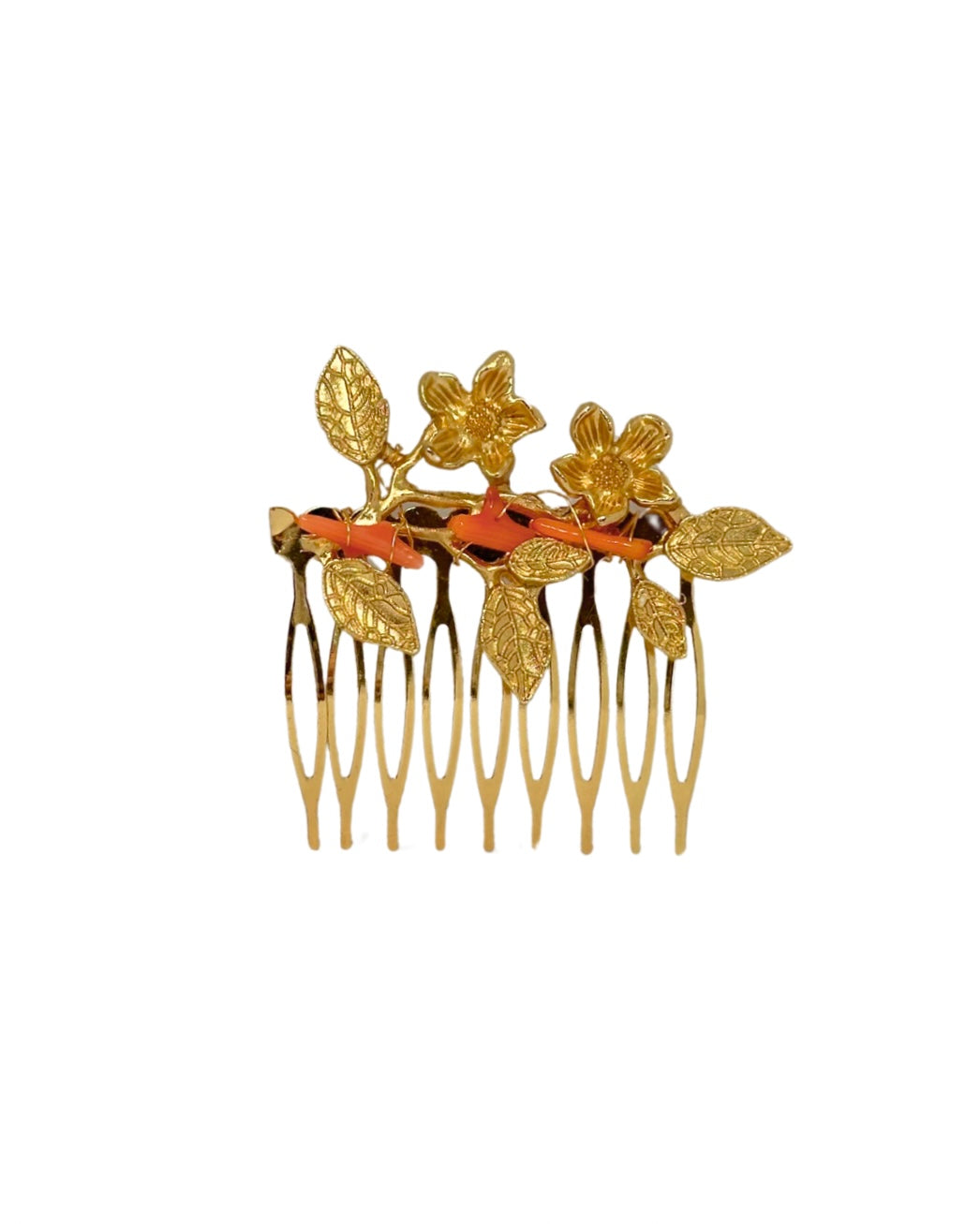 peinecillo de flamenca dorado coral