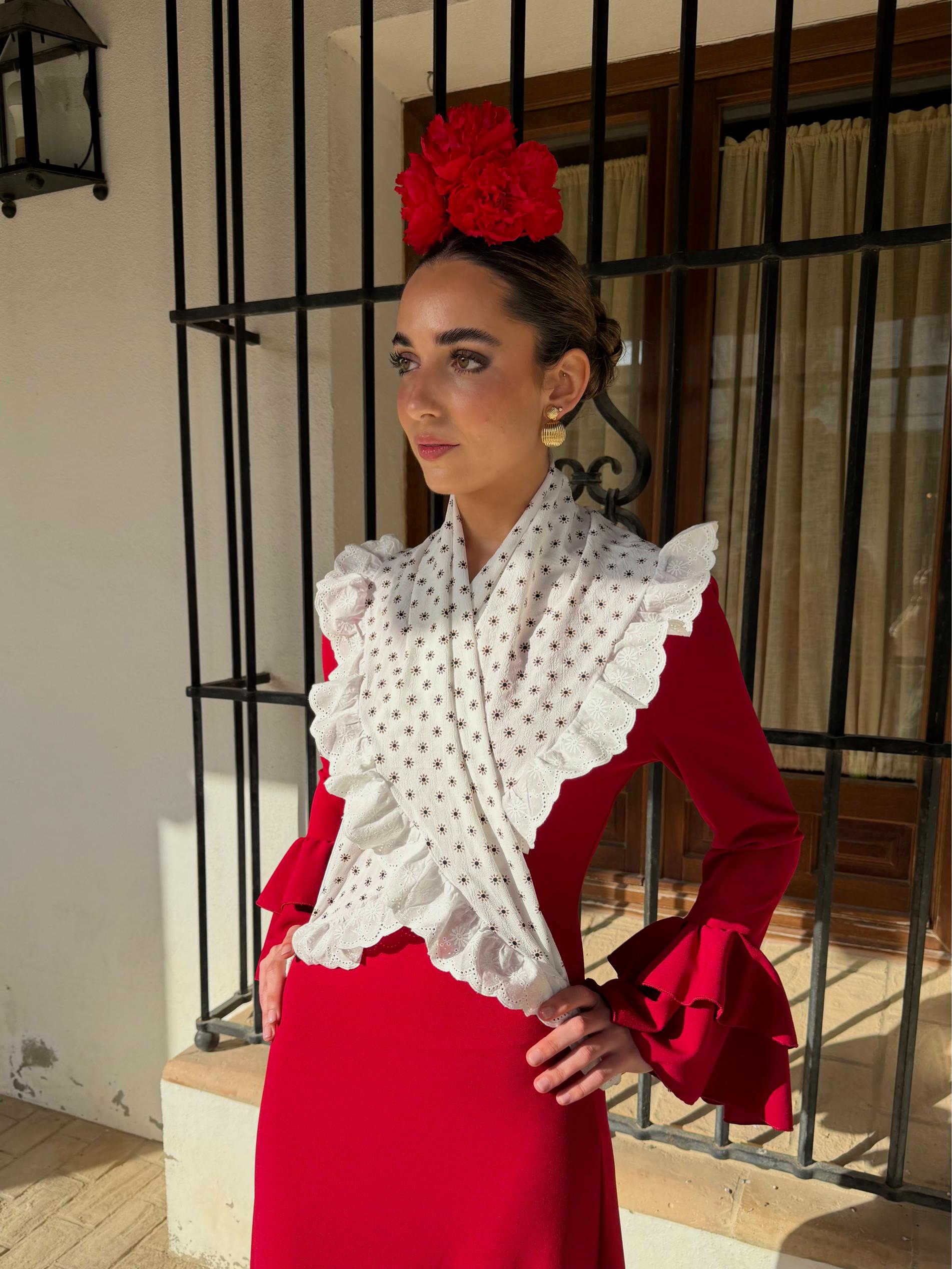 piquillo de flamenca margaritas blanco