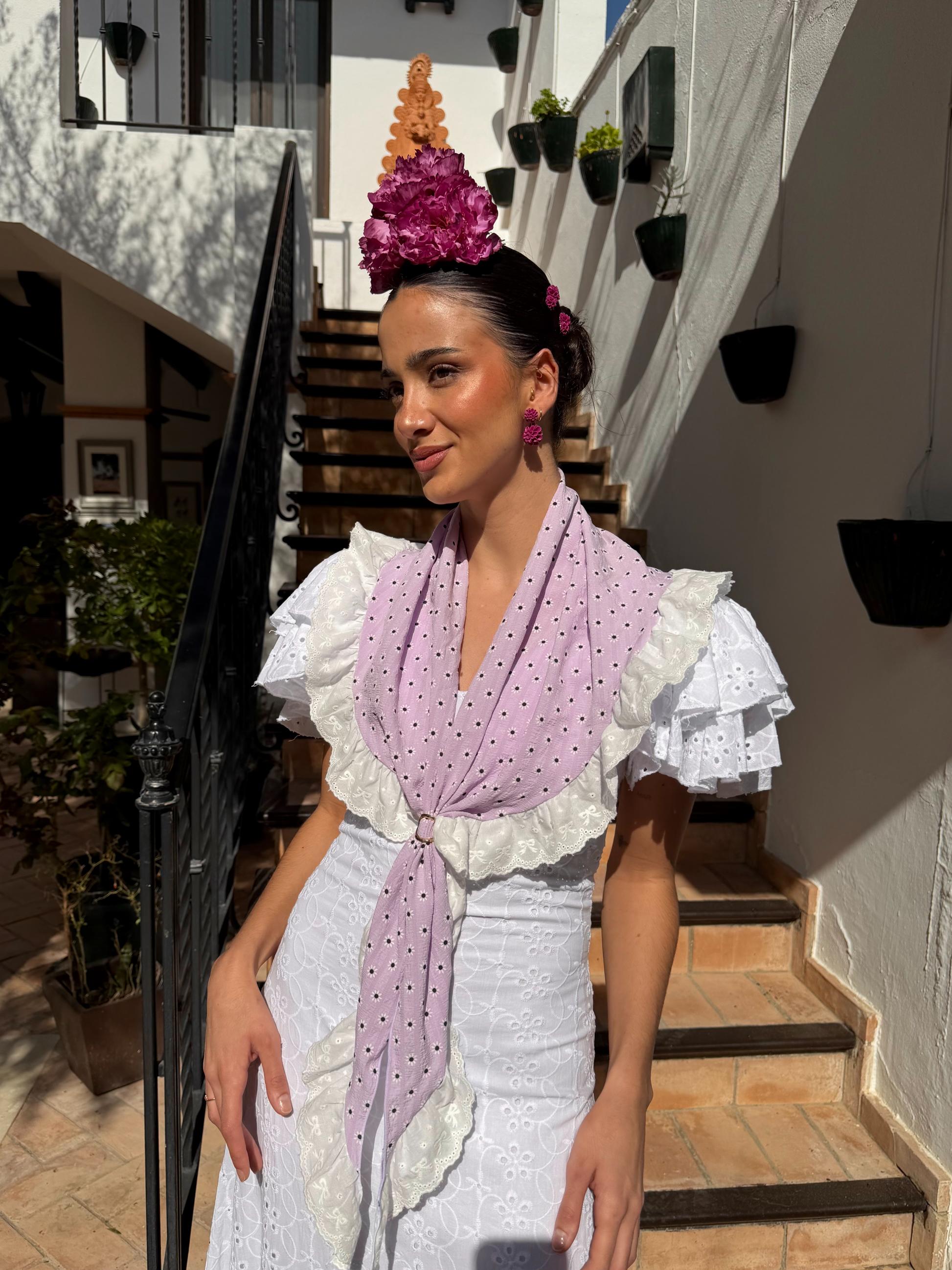 piquillo de flamenca margaritas malva