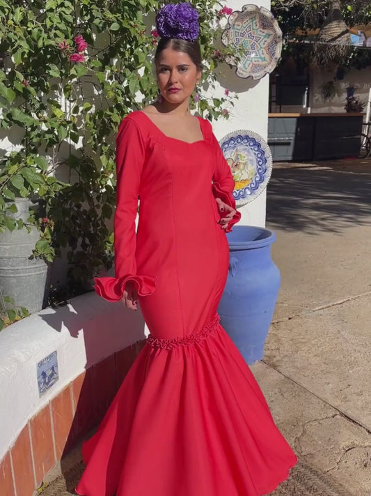 Traje de flamenca Modelo Escarlata Talla 36
