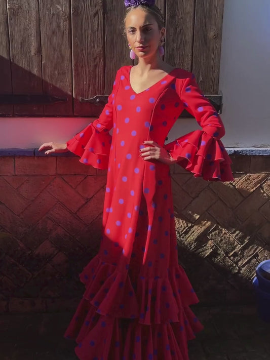 Traje de flamenca Modelo Borgoña Talla 34