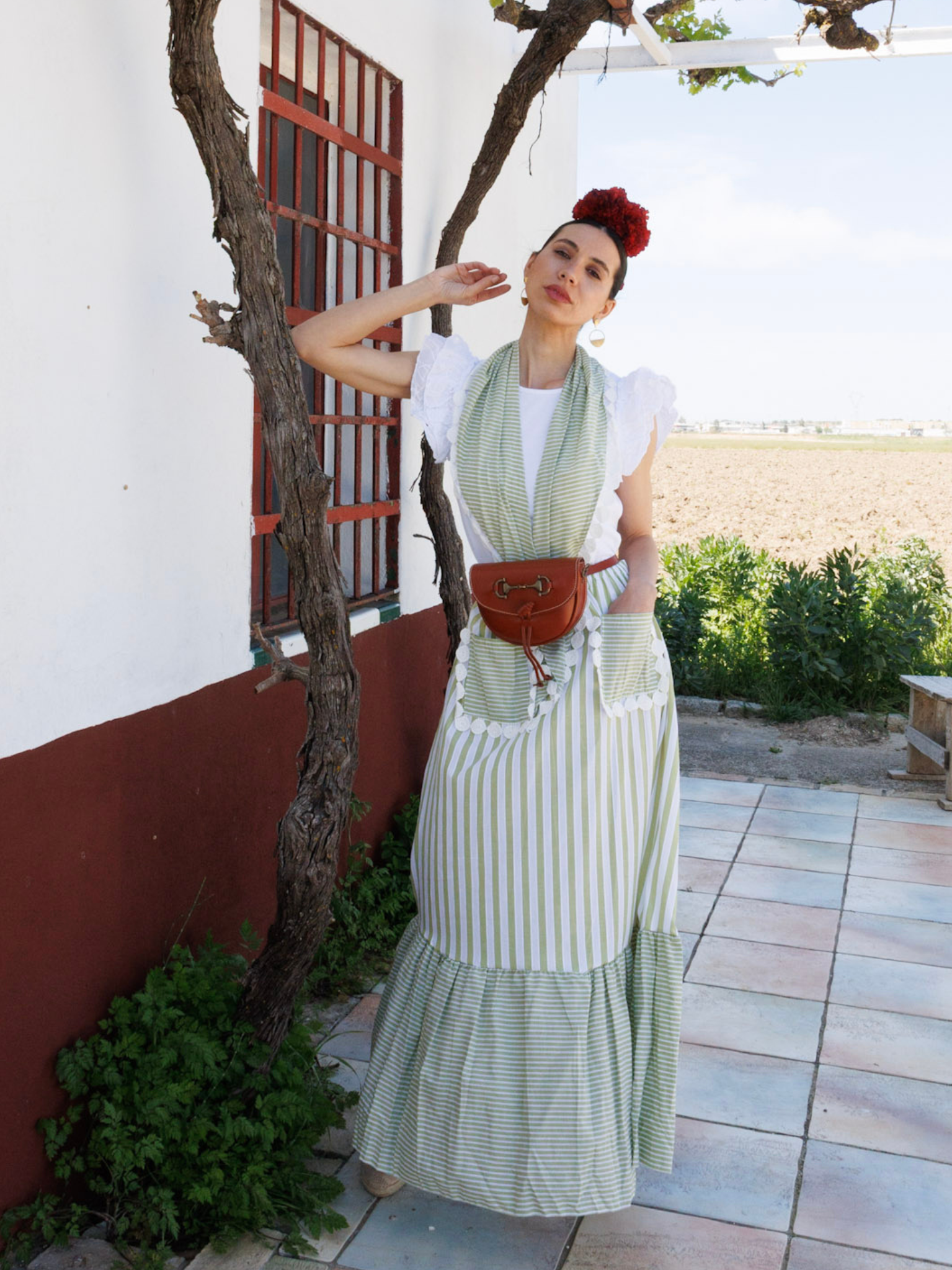 Conjunto de romería de falda y piquillo Rayas