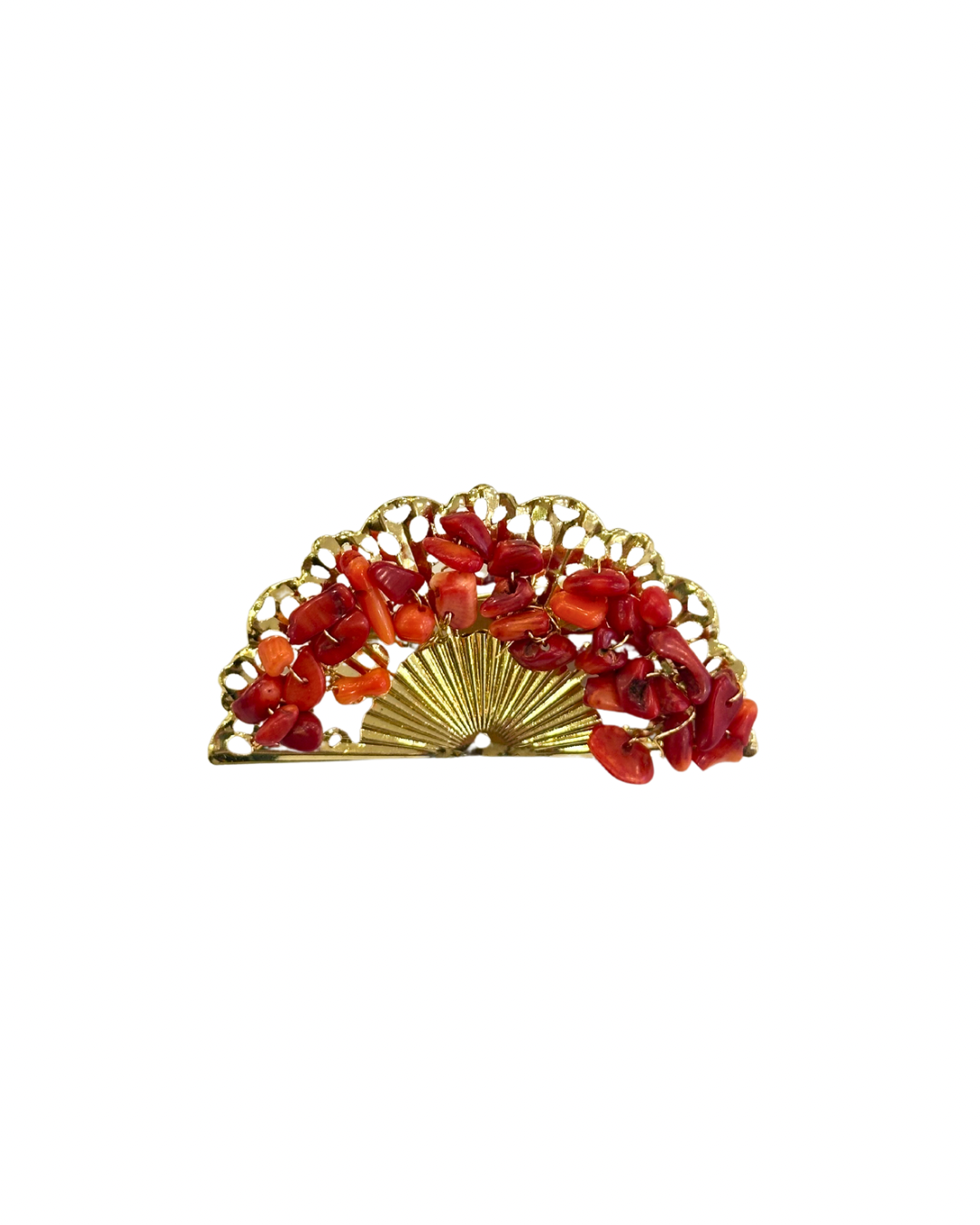 Broche De Flamenca Abanico Coral Grande