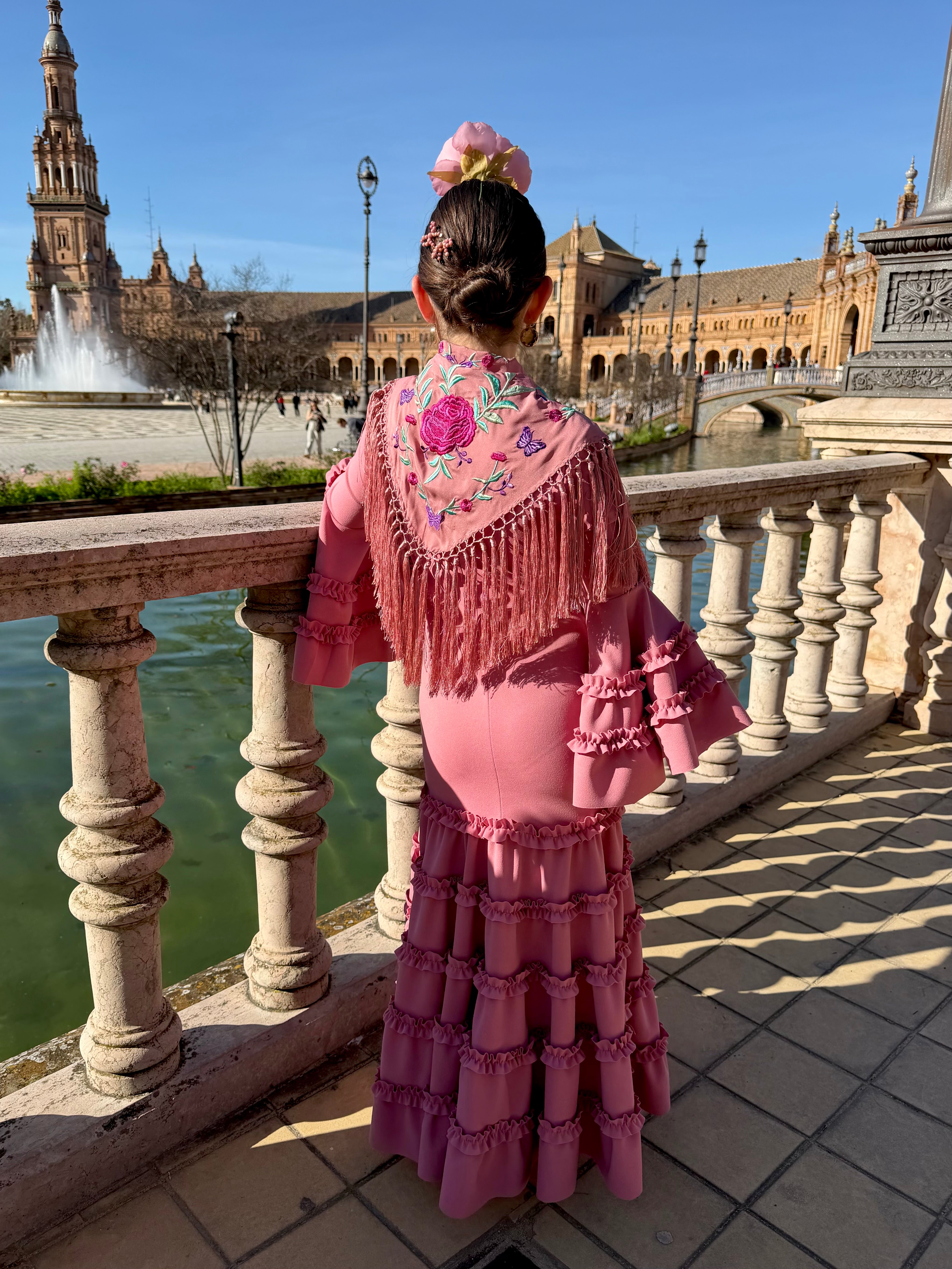 Traje de flamenca niña canastero económico maquillaje